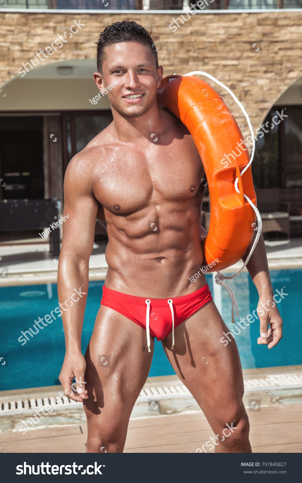 Muscular Young Sexy Wet Naked Guy Foto Stok 797840827 Shutterstock