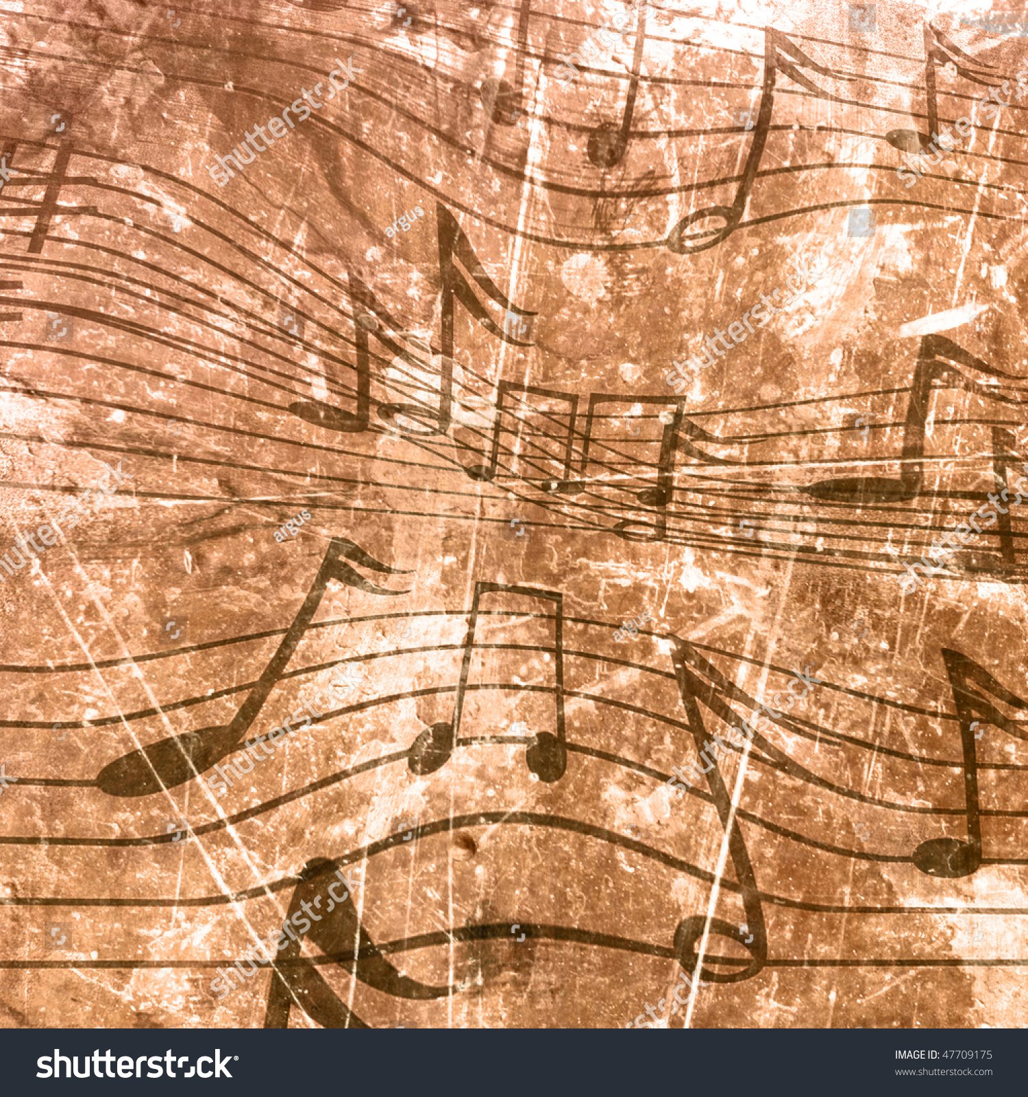 Music Notes On Old Paper Texture Stock Illustration 47709175