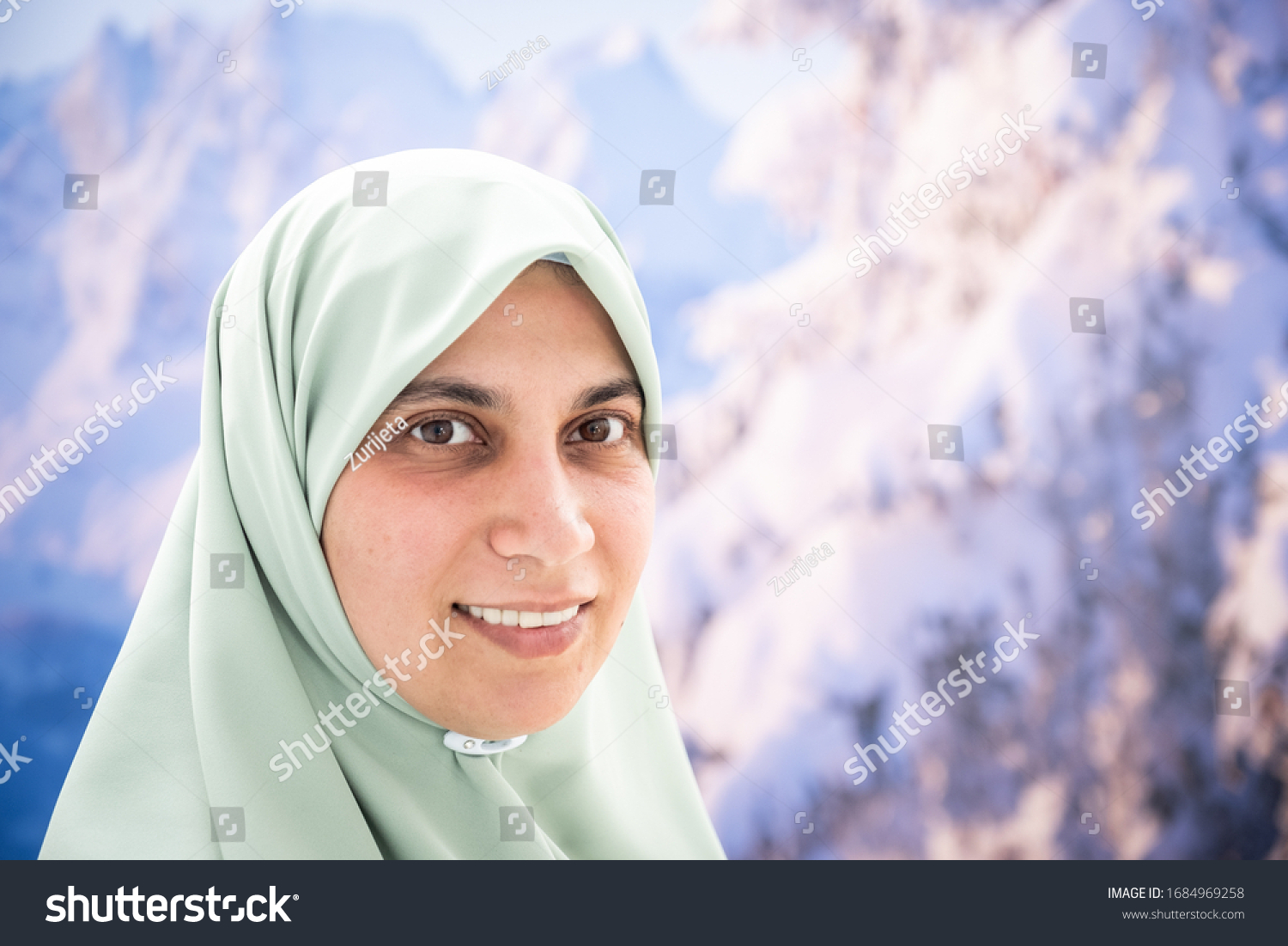 Muslim Woman Hijab Portrait On Snow Stock Photo 1684969258 | Shutterstock