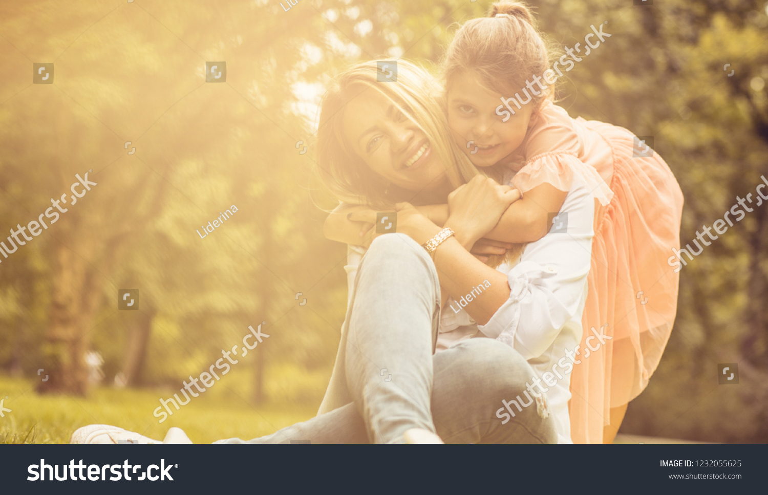 163 The Best Mom In The World Stock Photos Images Photography Stock Photo My Mom Is The Best Mom On The World Portrait Of Happy Mother And Daughter At Nature Close Up 1232055625