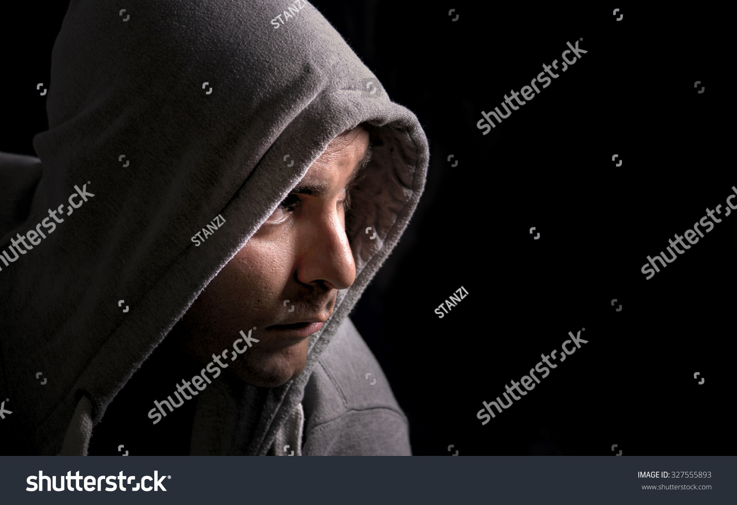 Mysterious Man Hoodie Against Dark Background Stock Photo (Edit Now ...