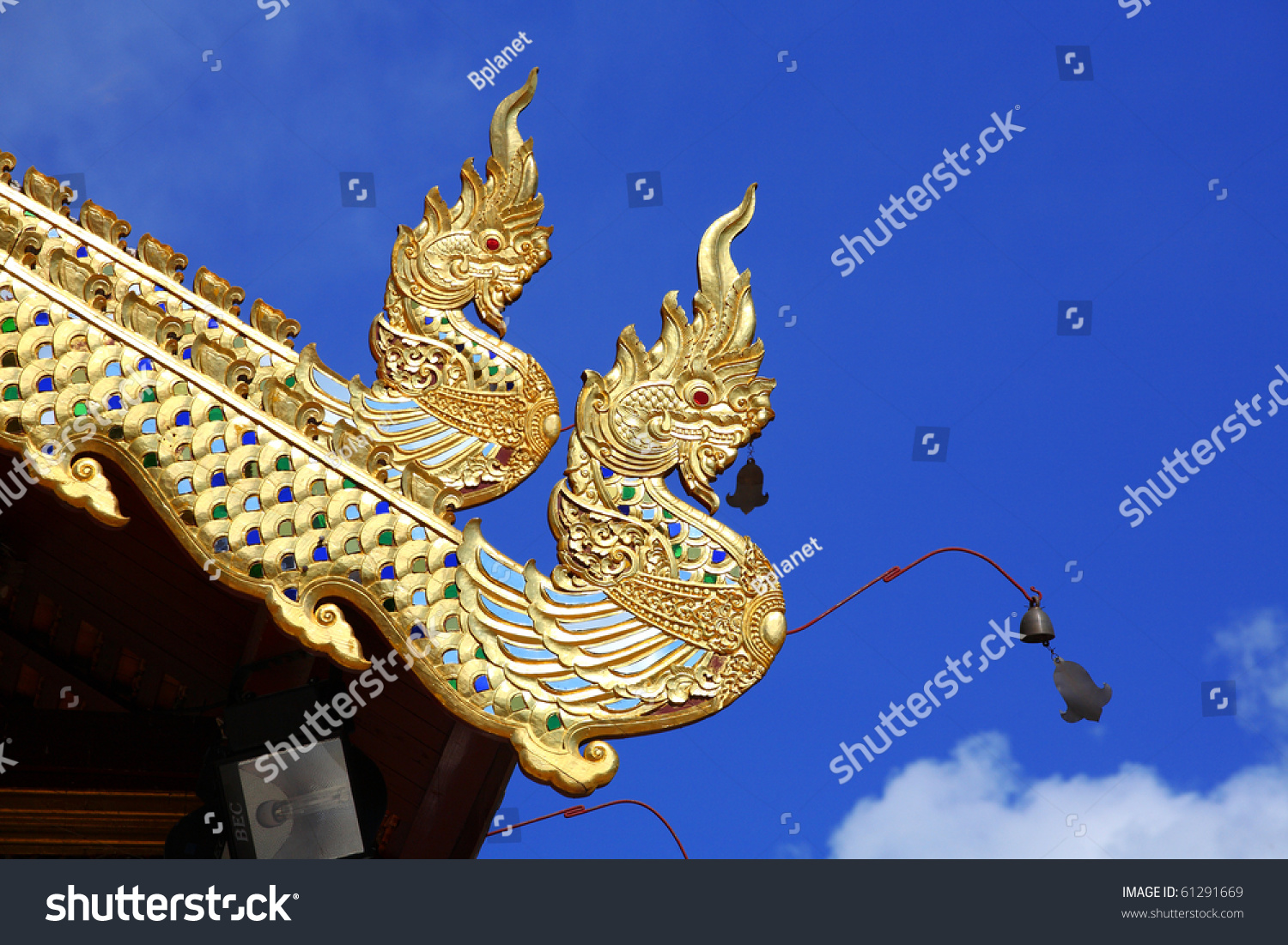 Naga, Ancient Holy Snake In Buddhism Legend. Decorate On Temple Roof In ...