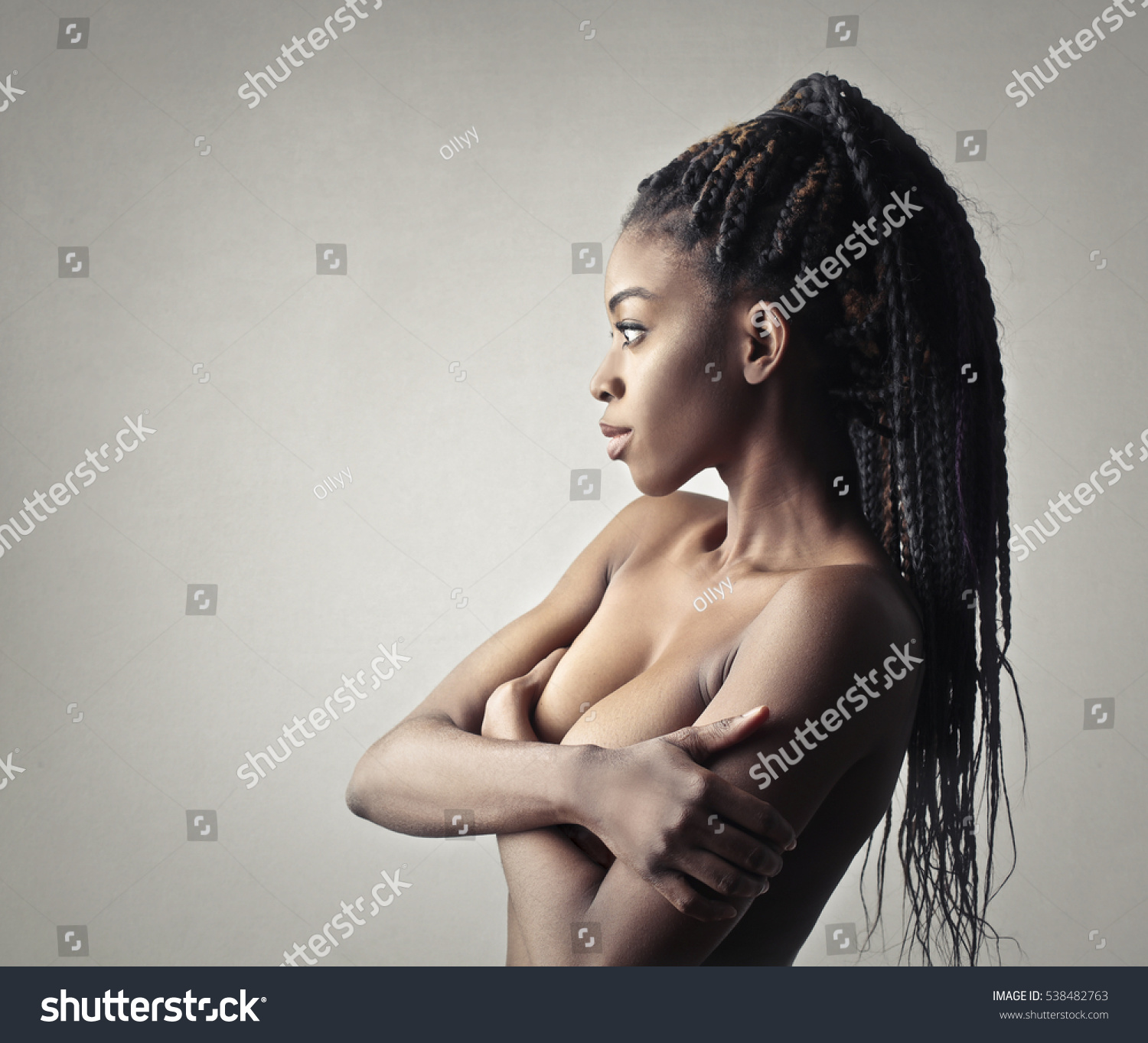 naked black girl on phone