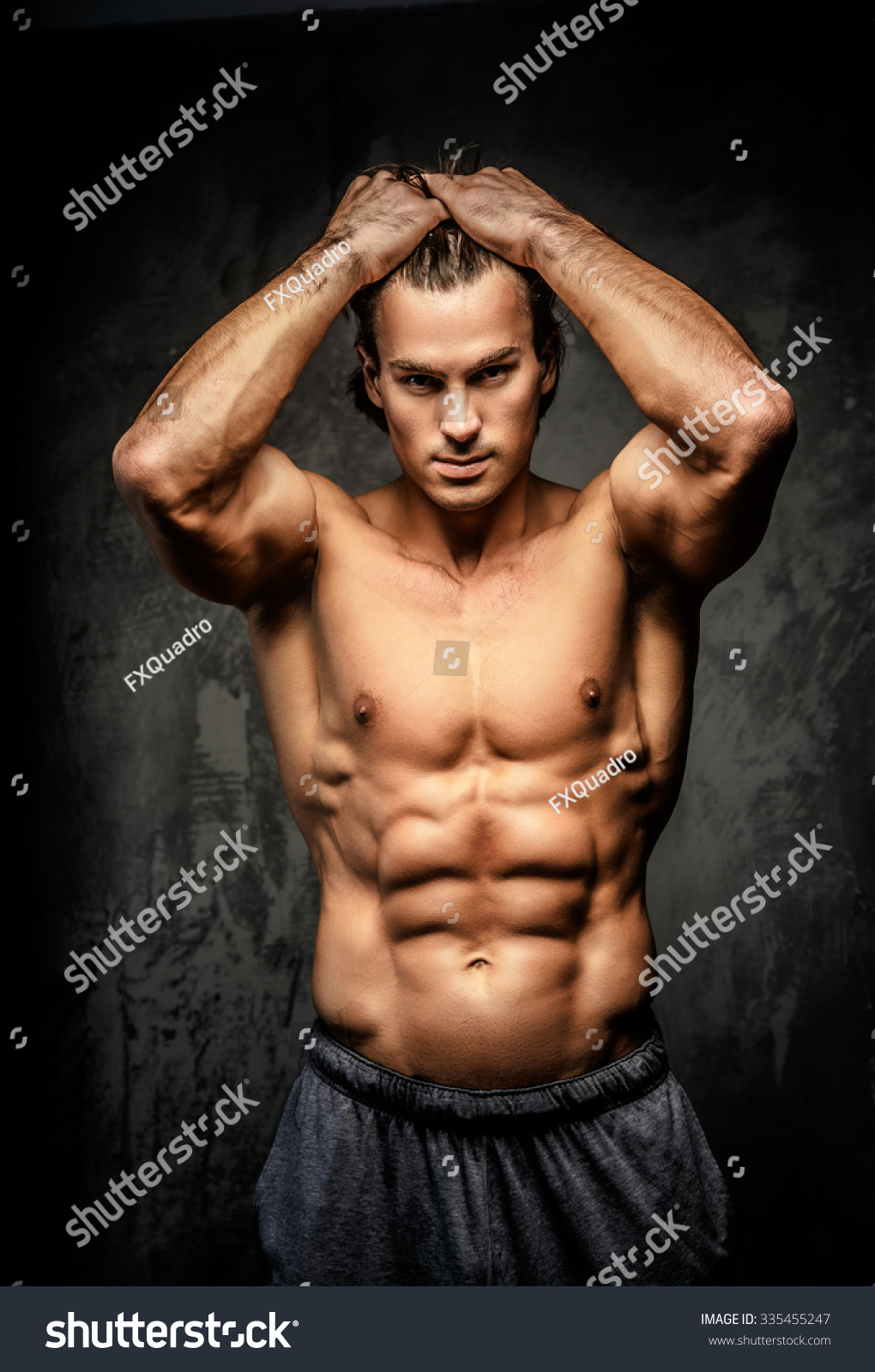 Naked Bodybuilder Holding His Head Stock Photo Shutterstock