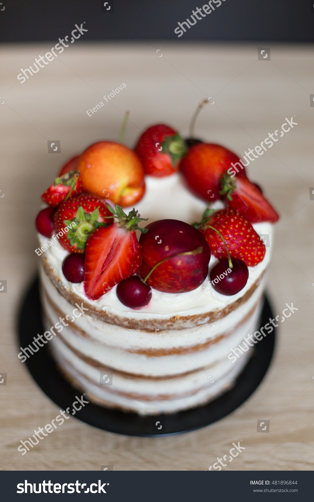 Naked Fruit Cake Homemade Rustic Wedding Colorful Red Naked Fruit Cake Homemade Rustic Wedding Colorful Red