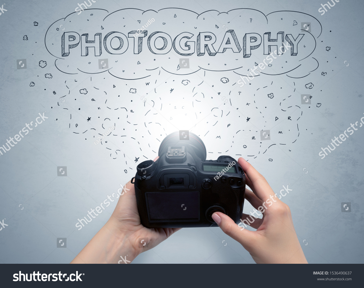 Naked Hand Photo Shooting Message Cloud Stock Photo Shutterstock