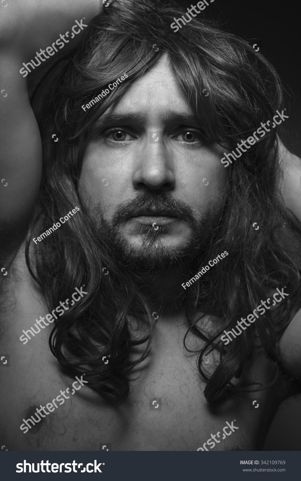 Naked Man Big Brown Hair Looking Stok Fotoğrafı 342109769 Shutterstock