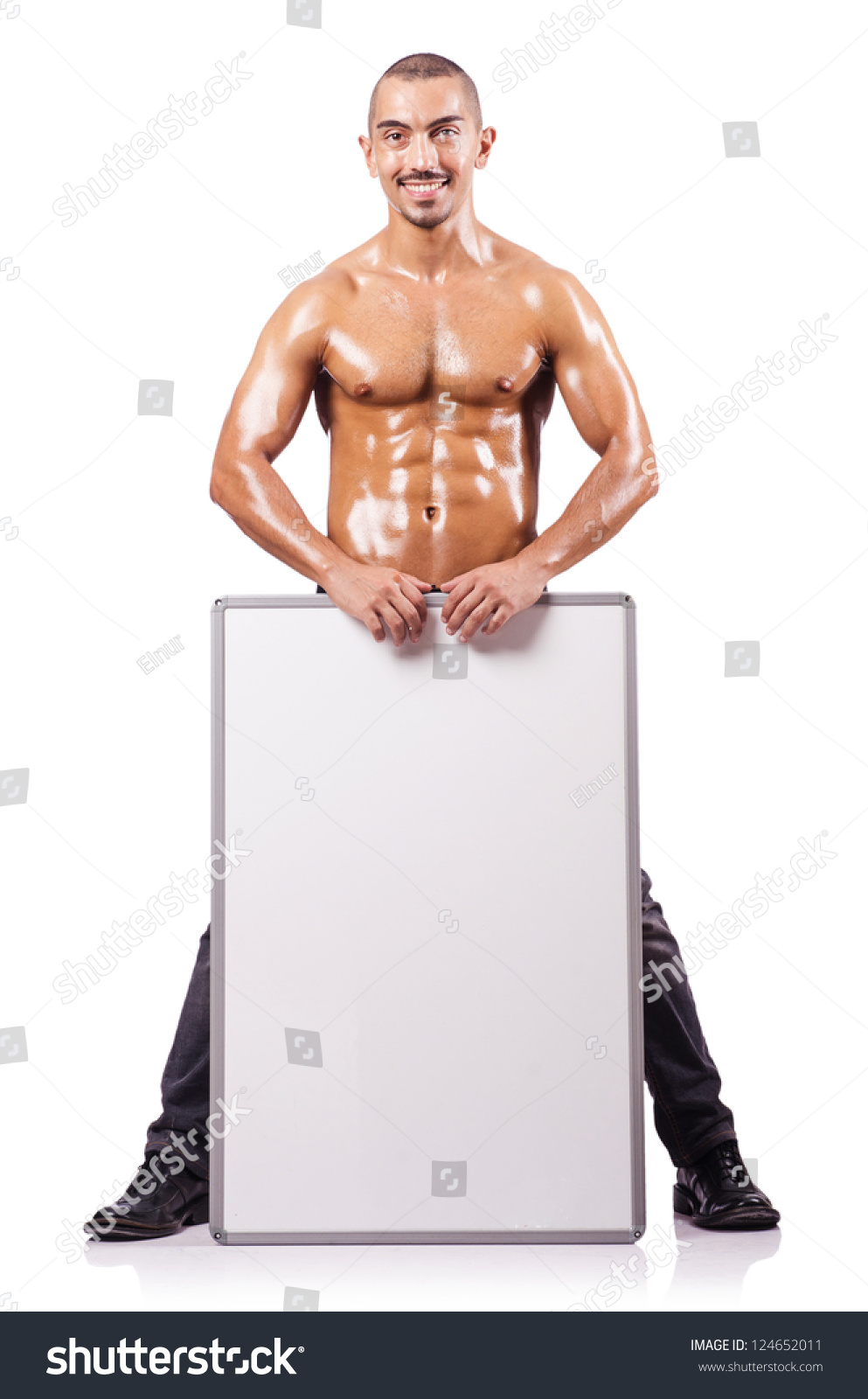 Naked Man Blank Board Stock Photo Edit Now