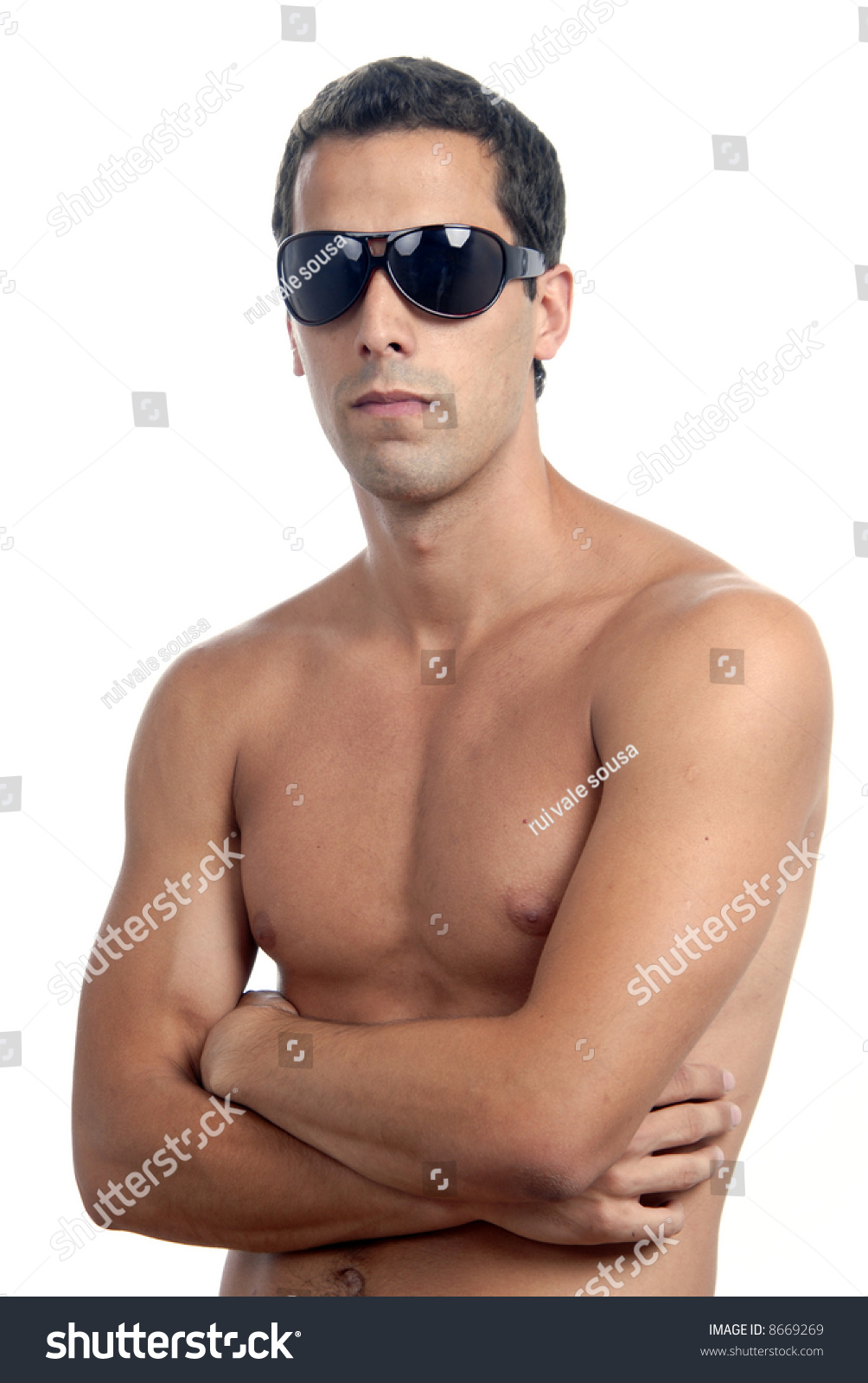 Modelo Masculino Muscular Desnudo Con Gafas Foto De Stock Shutterstock