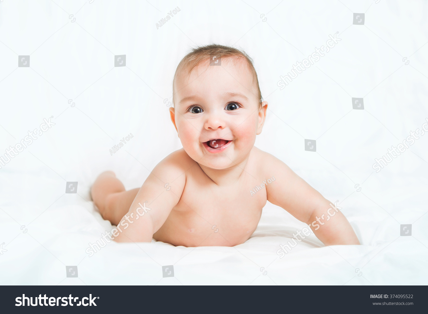 Naked Newborn Baby Lying On White Stock Photo Edit Now