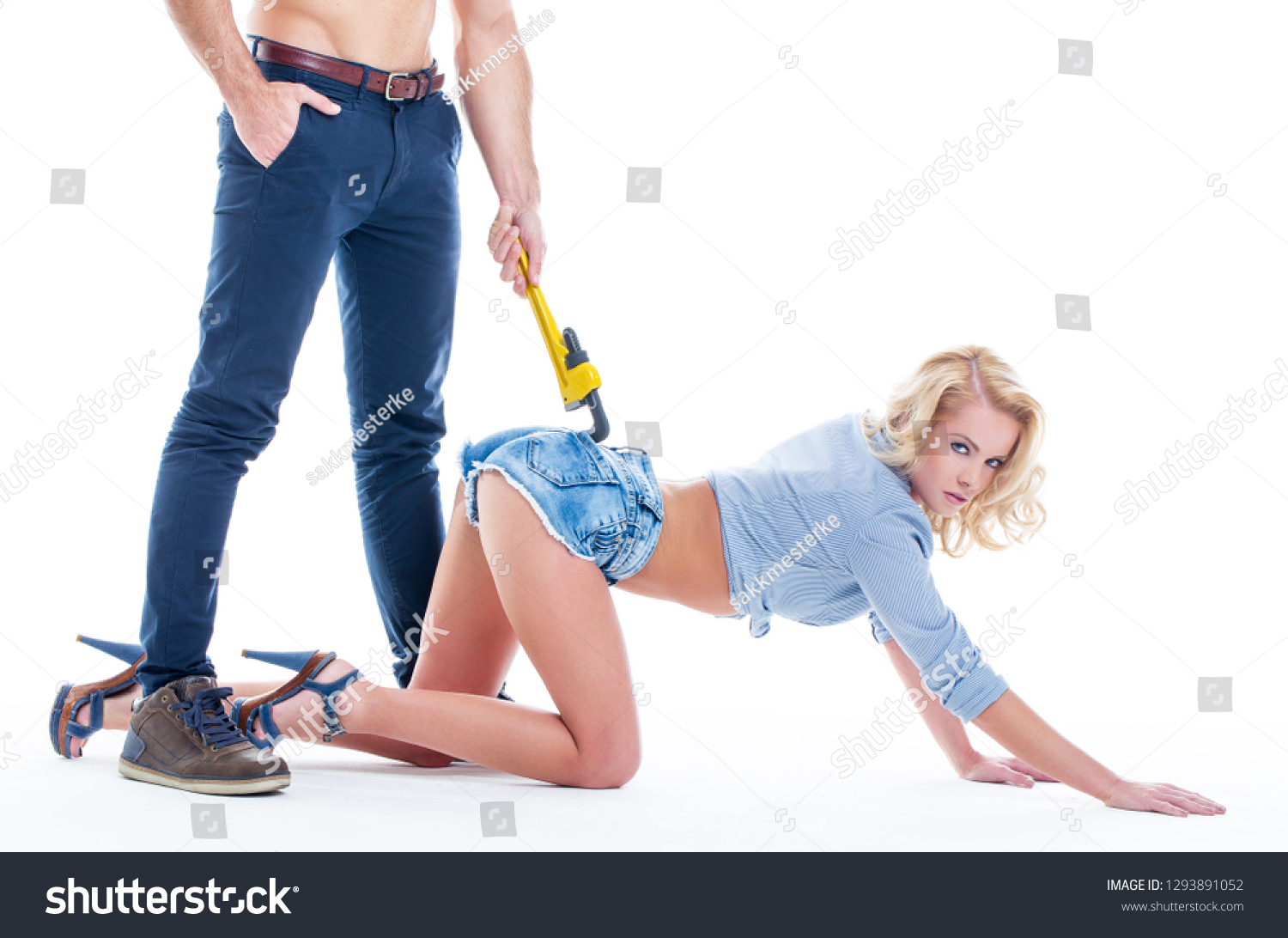 Naked Plumber Man Denim Holding Sexy Stock Photo Shutterstock