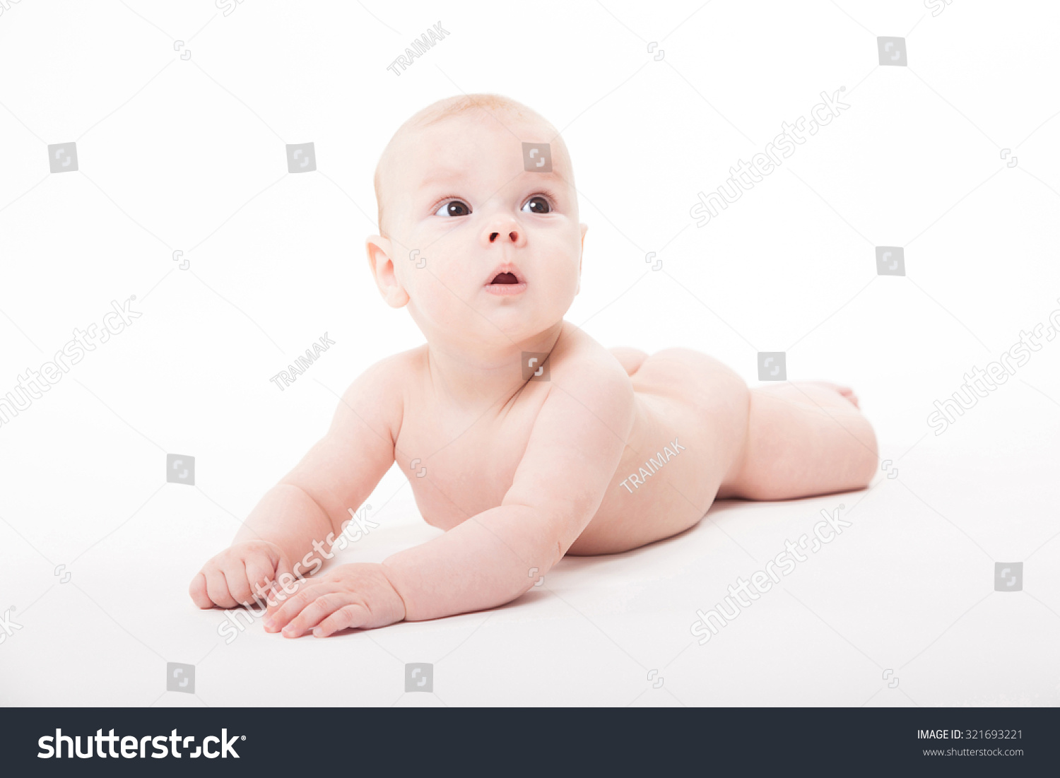 Naked Smiling Baby Lying On His Foto Stok Shutterstock