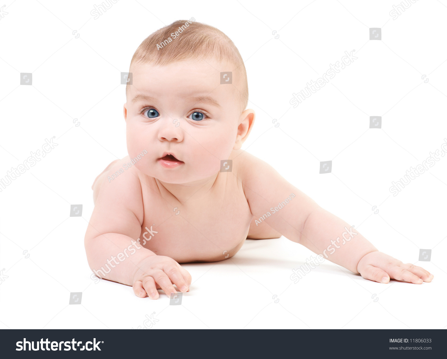 Naked Surprised Babyboy Lying On White Stock Photo Shutterstock