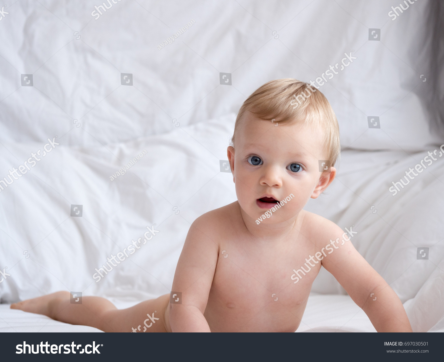 Naked Surprised Baby Girl Lying On Shutterstock