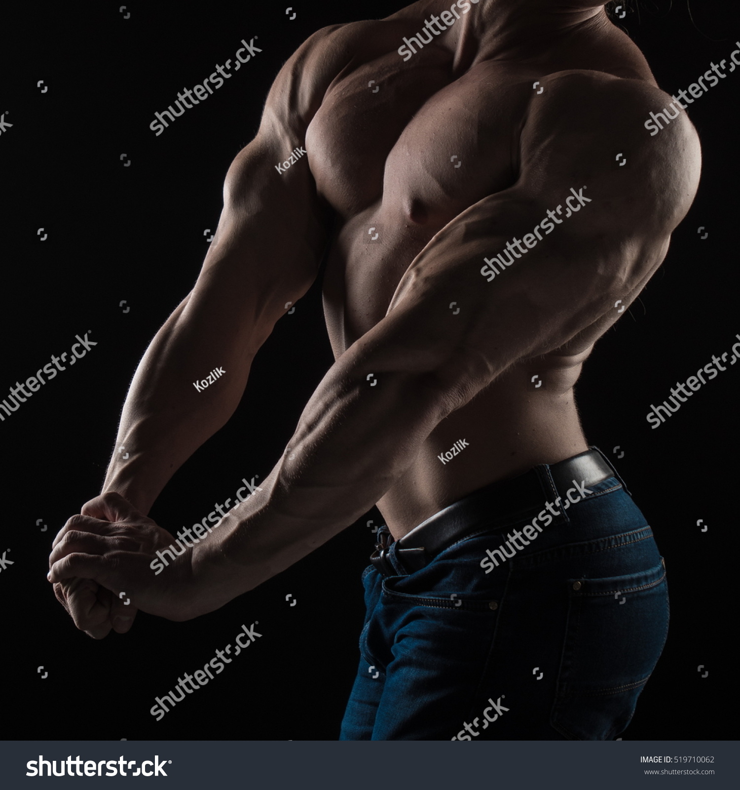 Naked Torso Male Bodybuilder Athlete Studio Shutterstock