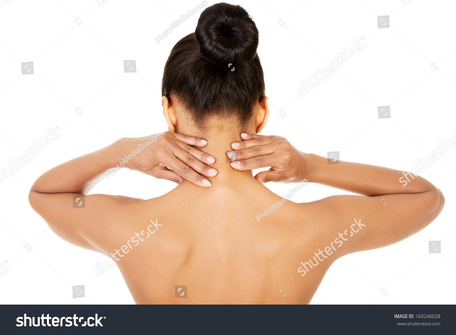 Naked Woman Doing Neck Selfexamination Back Foto Stock Shutterstock