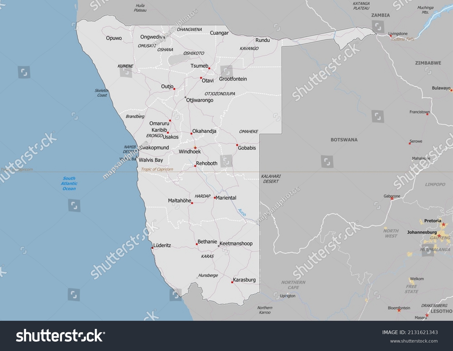 Namibia Political Map Neighbors Capital National Stock Illustration Shutterstock