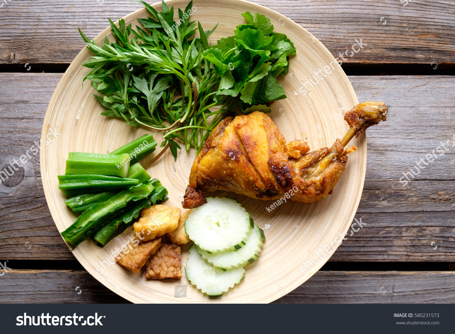 Nasi Ayam Lalapan Indonesian Fried Chicken Stock Photo Edit Now