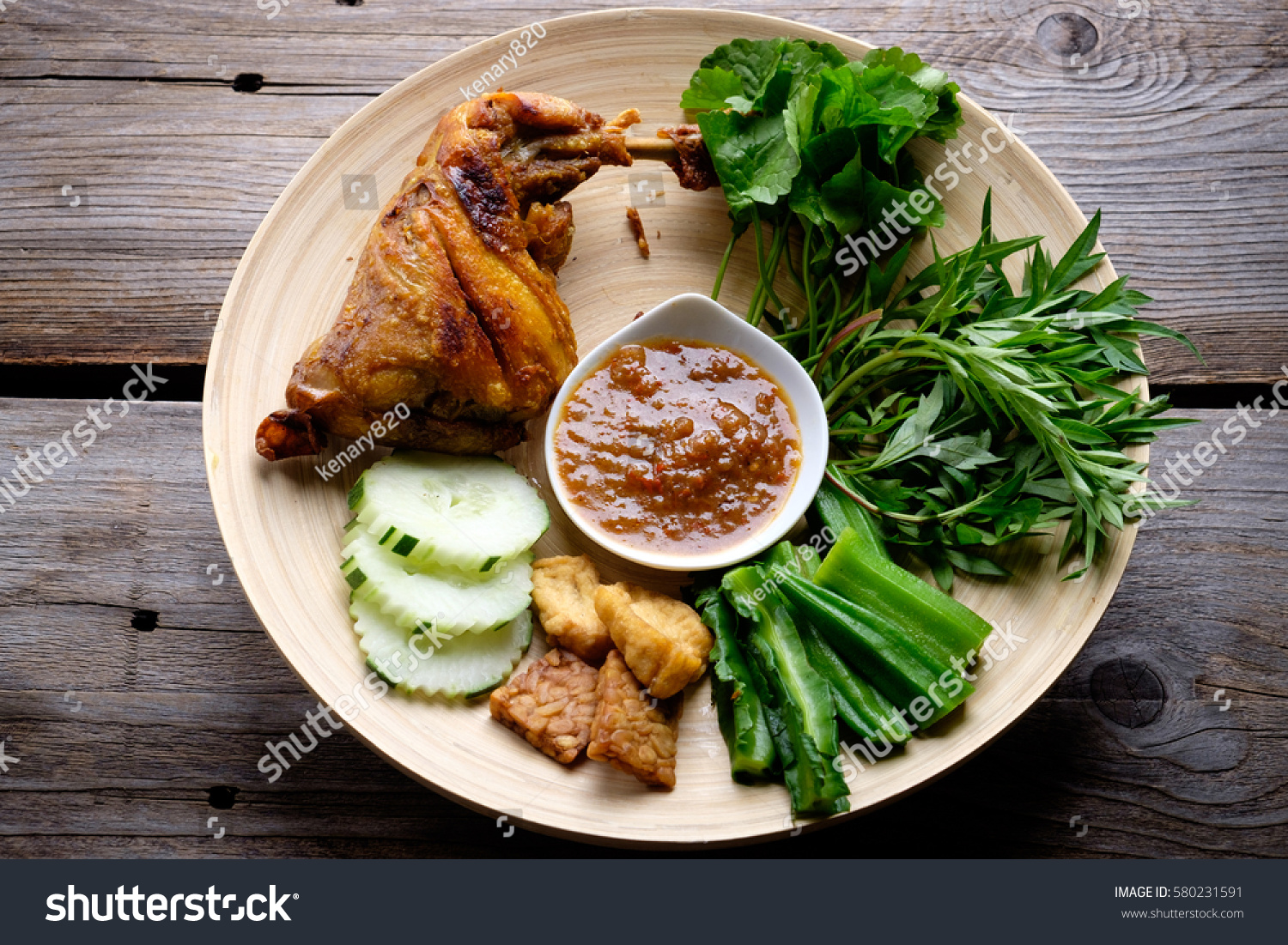 Nasi Ayam Lalapan Indonesian Fried Chicken Stock Photo Edit Now