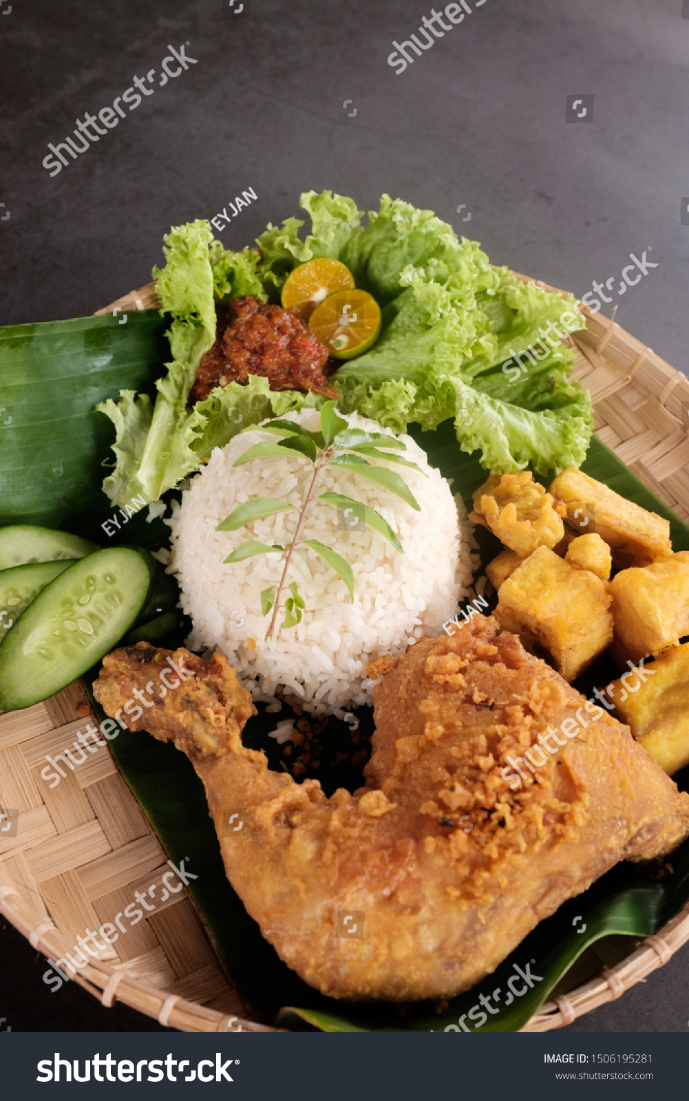 Nasi Ayam Penyet Famous Traditional Malaysian Stock Photo Edit Now 1506195281