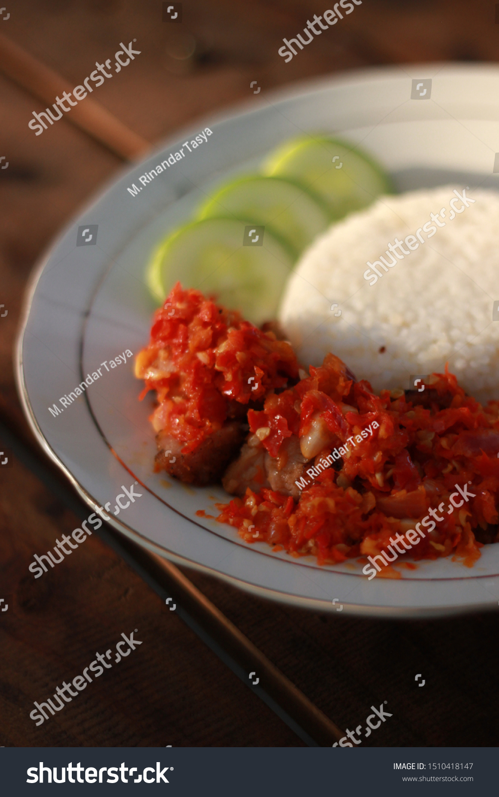 Nasi Ayam Sambal Merah White Rice Stock Photo Edit Now 1510418147