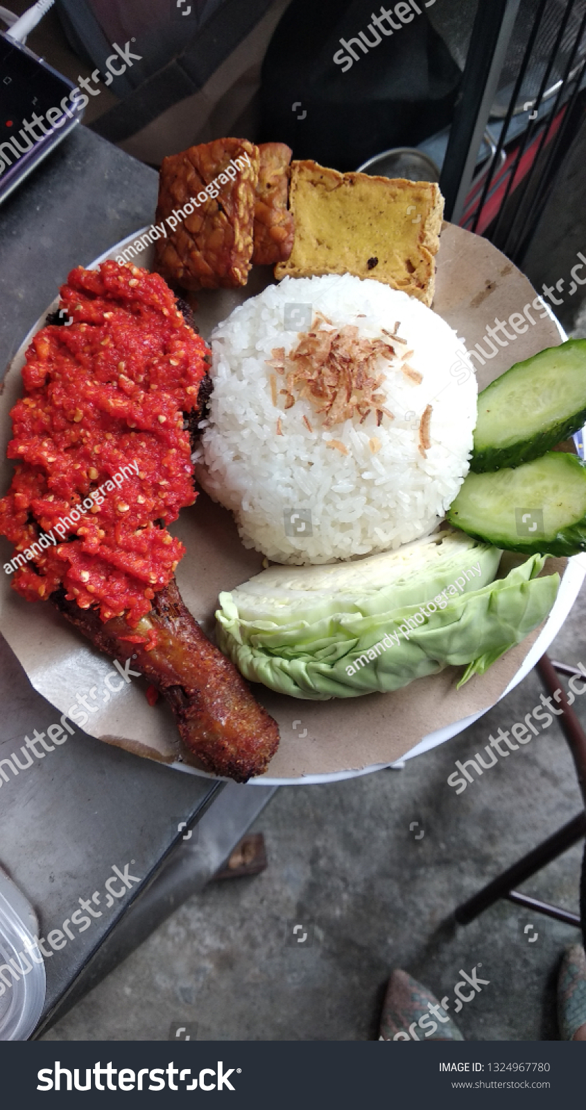 Nasi Lalapan Ayam Stock Photo Edit Now 1324967780