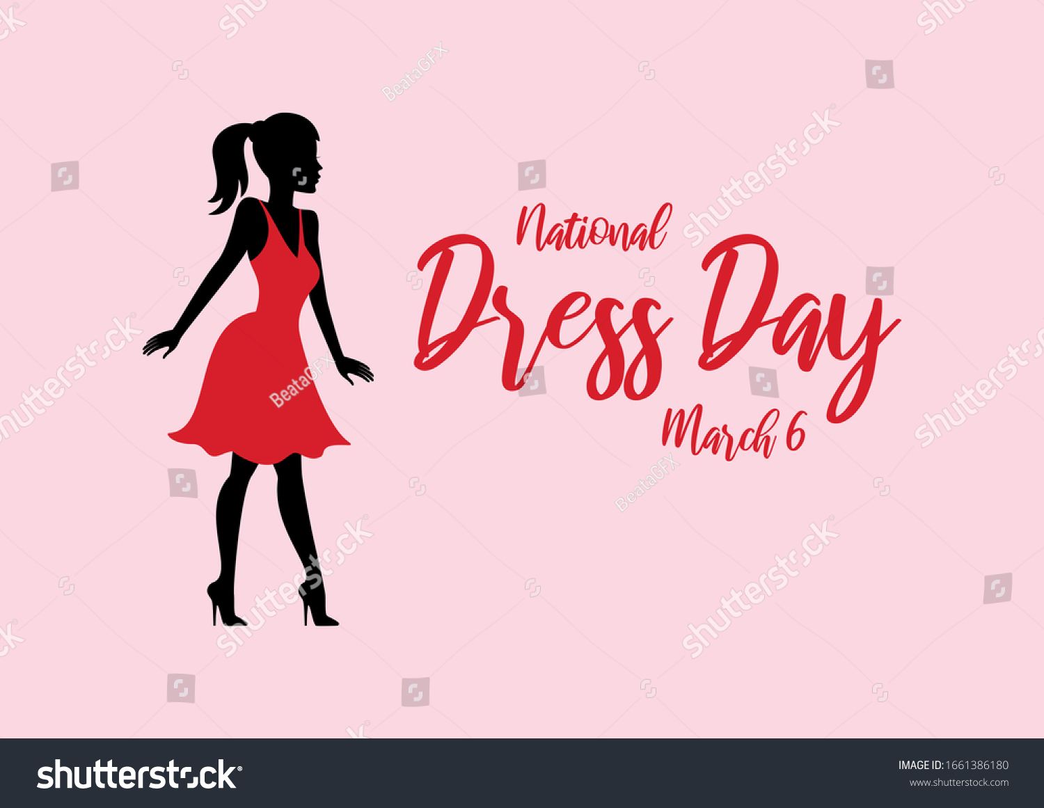 National Dress Day Illustration Woman Red Stock Illustration 1661386180