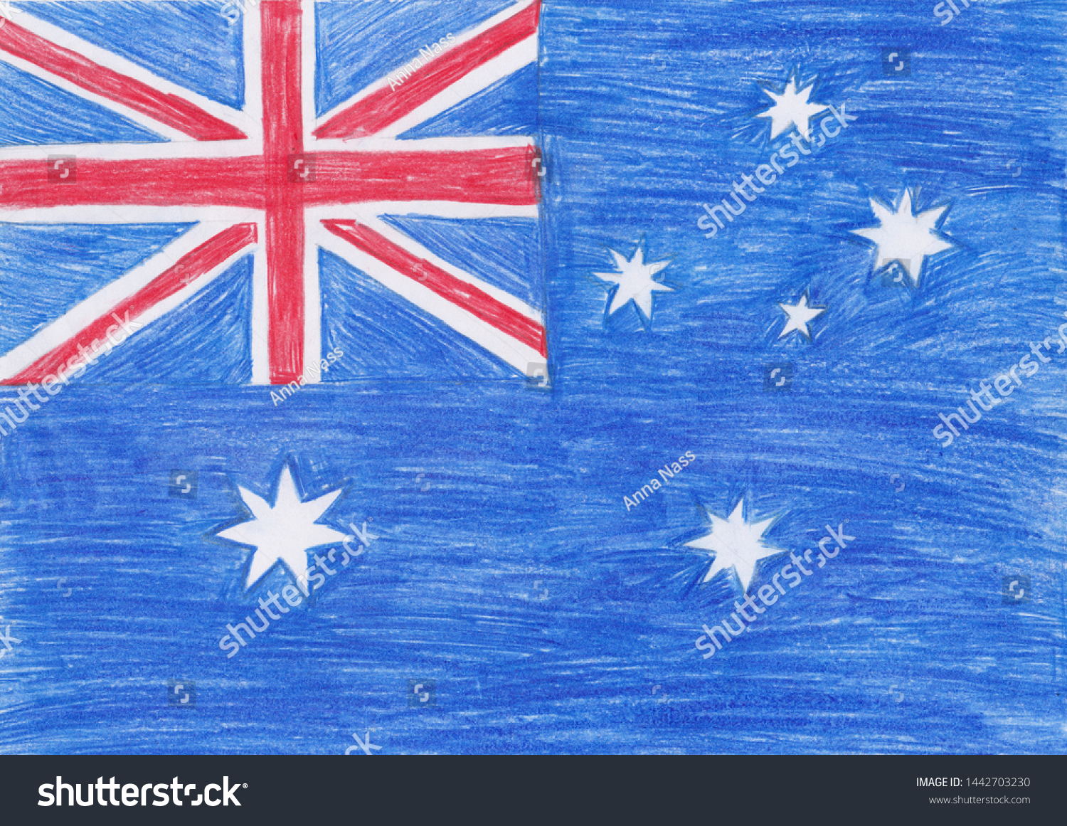 Flag Australia Drawn On Paper Illustration 1442703230