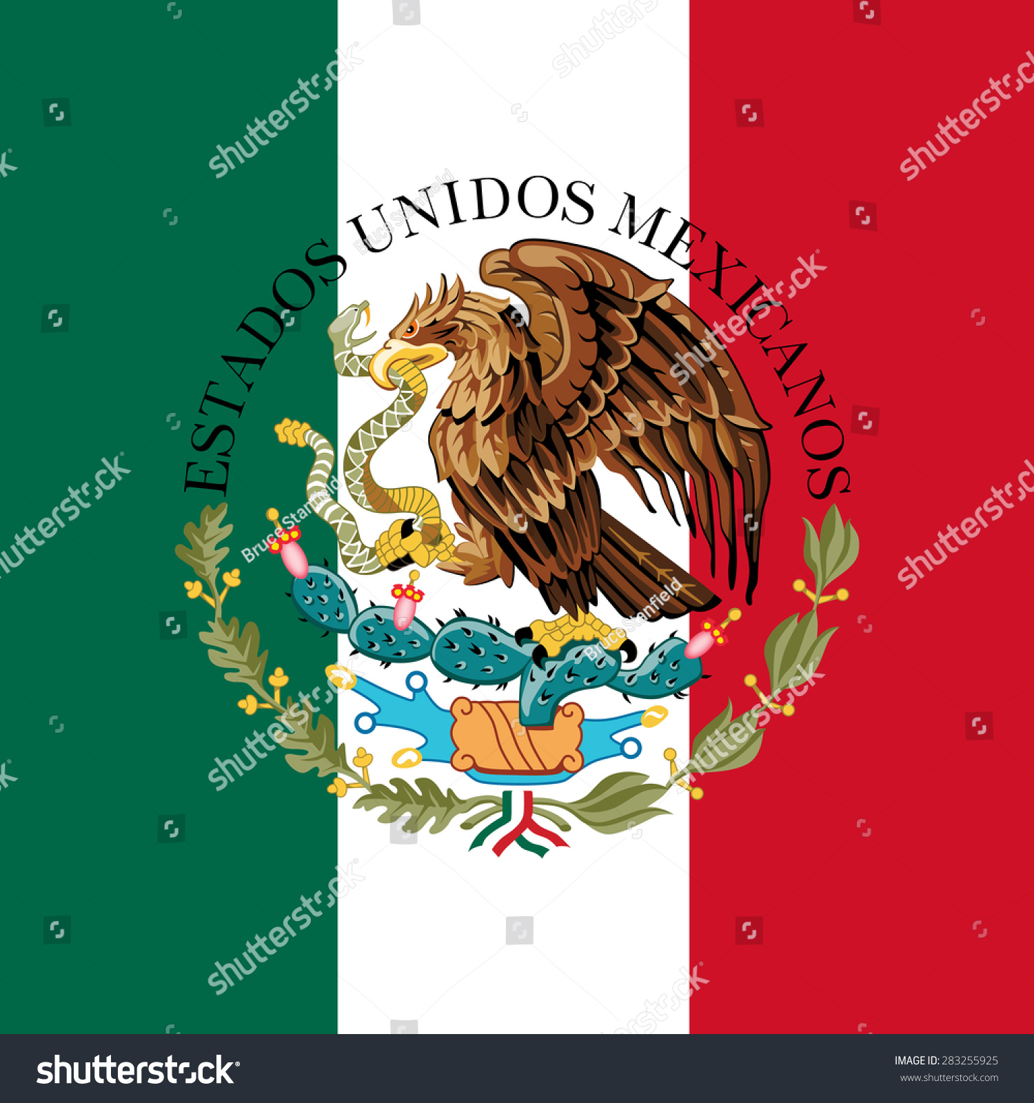 National Flag Of Mexico (Augmented Scale To Fit Square Format) With ...