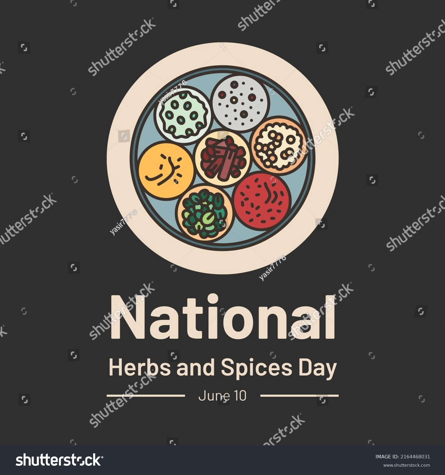 National Herbs Spices Day On June Stock Illustration 2164468031