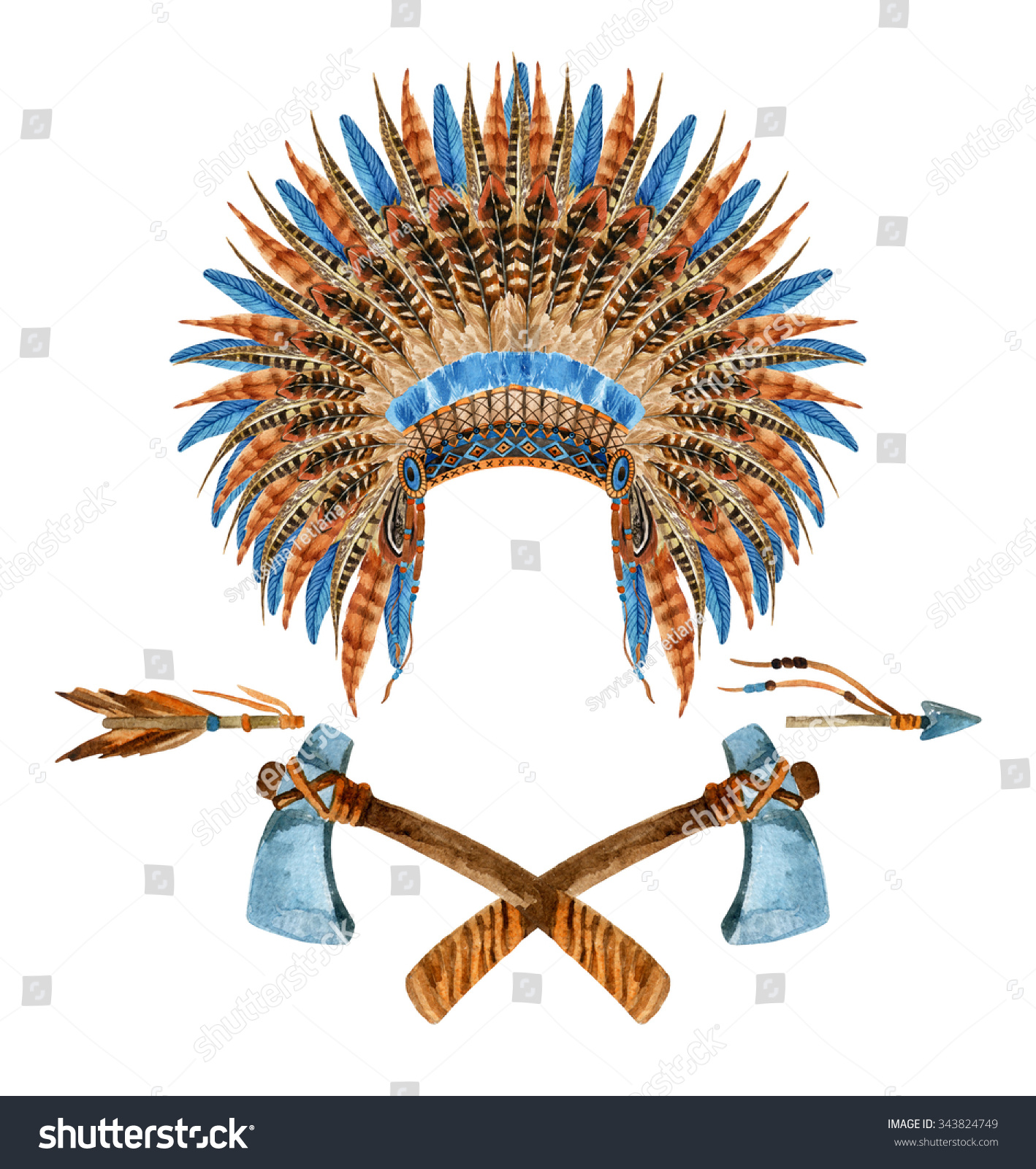 Native American Headdress Feathered War Bonnet Stock Illustration ...