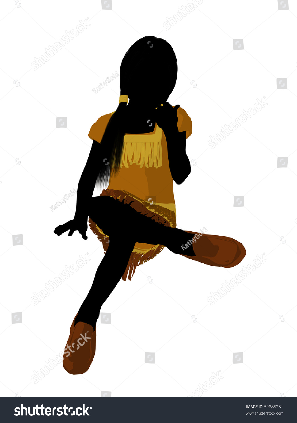 Native American Indian Silhouette Illustration On Stock Illustration ...