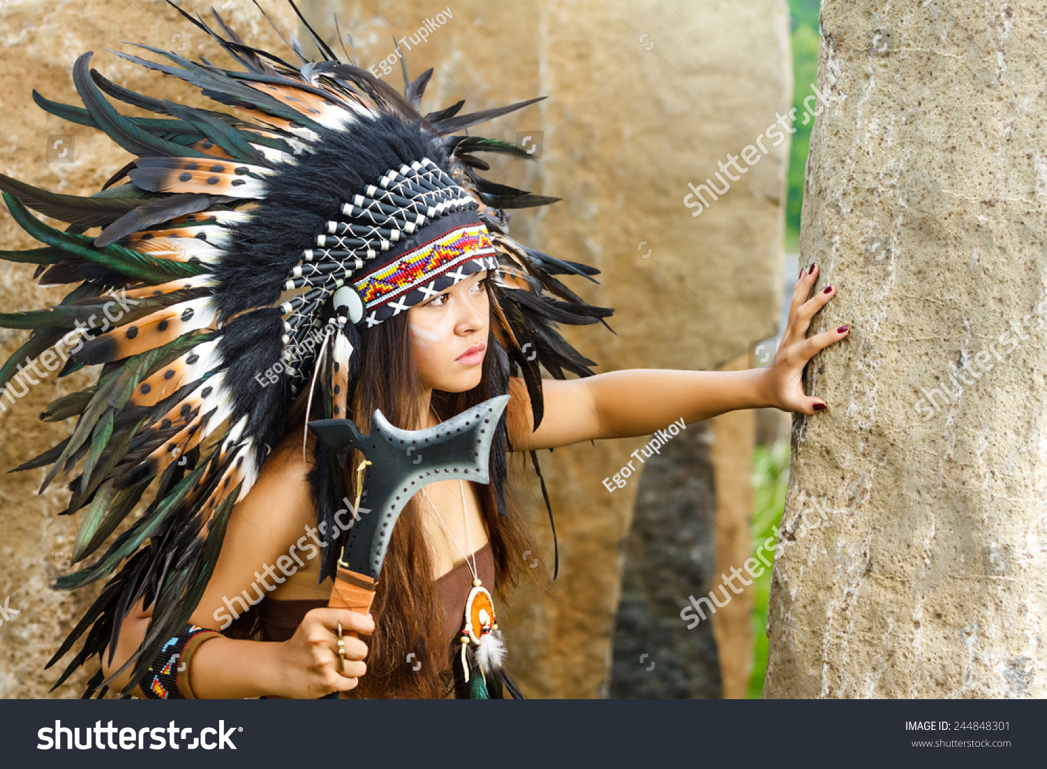 Native American Indians Traditional Dress Standing Stock Photo Native American Indians Traditional Dress Standing Stock Photo
