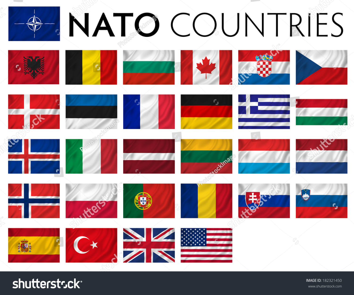 Nato Member Countries Isolated Flags. Stock Photo 182321450 : Shutterstock