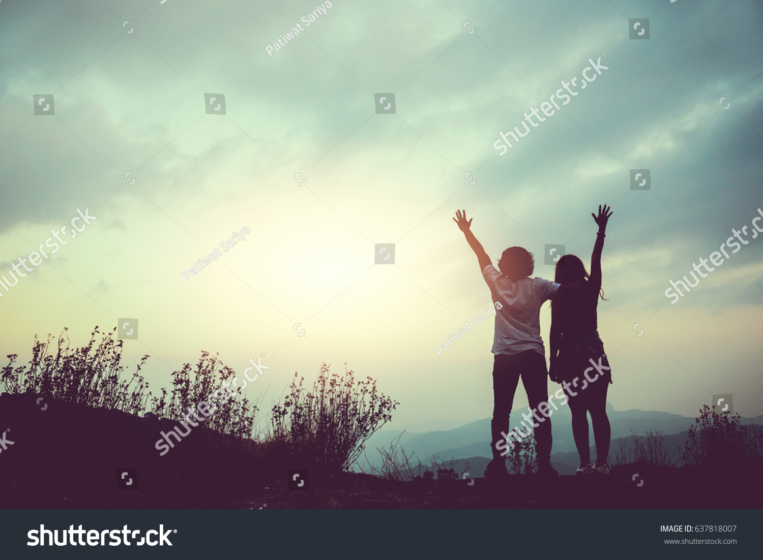 Natural Background Couples Lovers Sun Rises Stock Photo 637818007