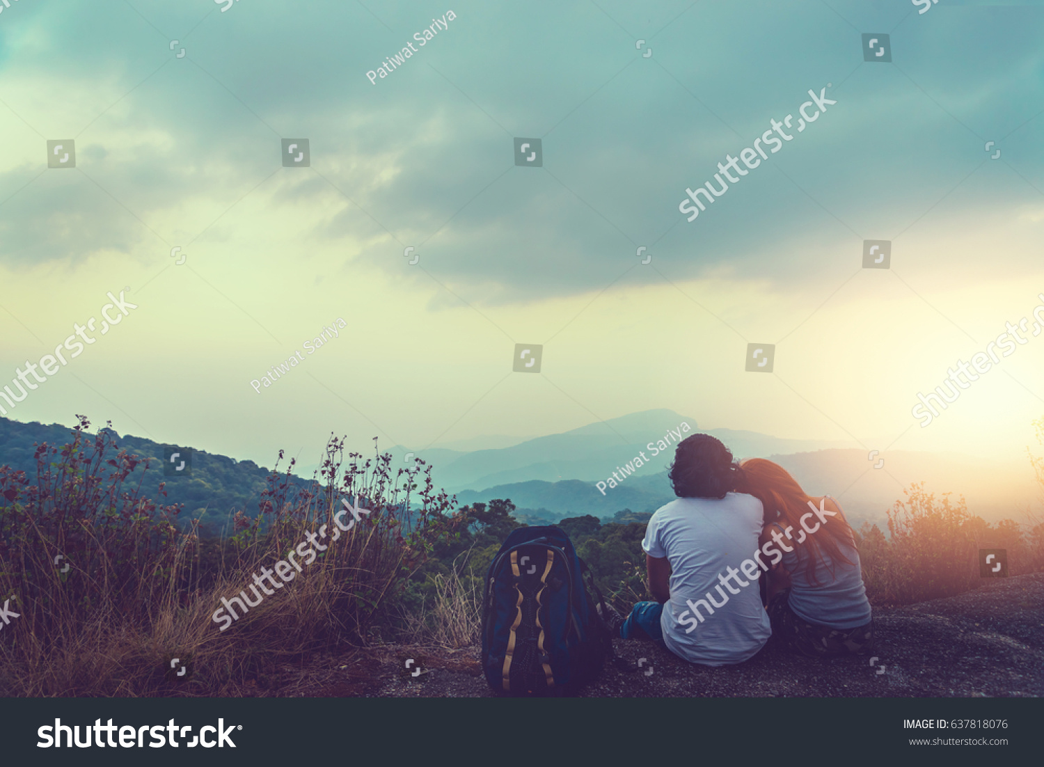 Natural Background Couples Lovers Sun Rises Stock Photo 637818076