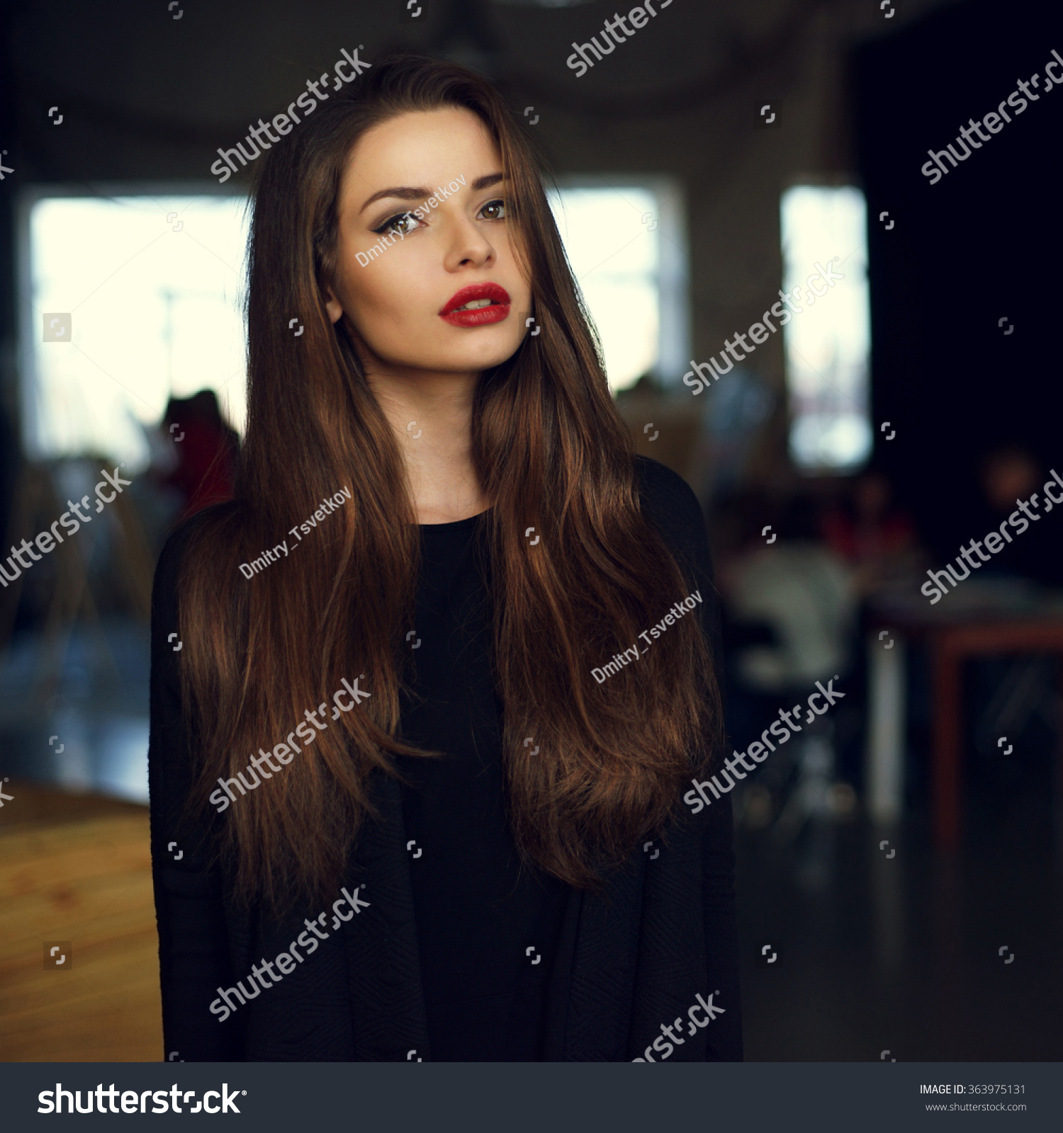 Natural Light Indoor Portrait Young Pretty Stock Photo Edit