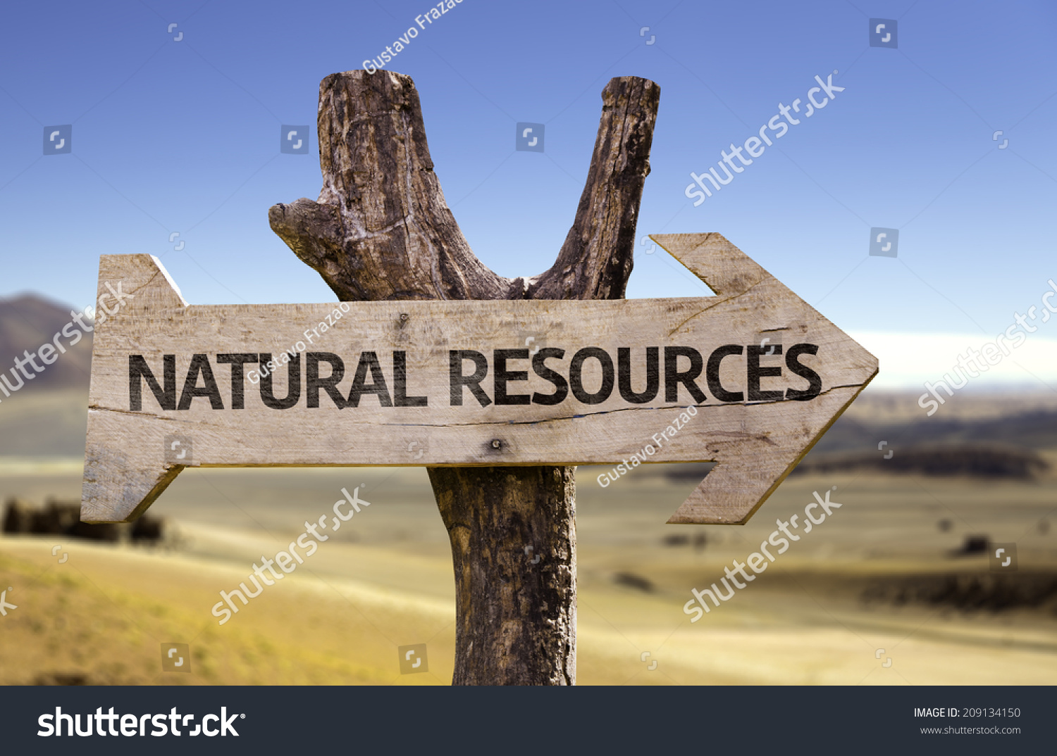 Natural Resources Wooden Sign With A Desert Background Stock Photo ...