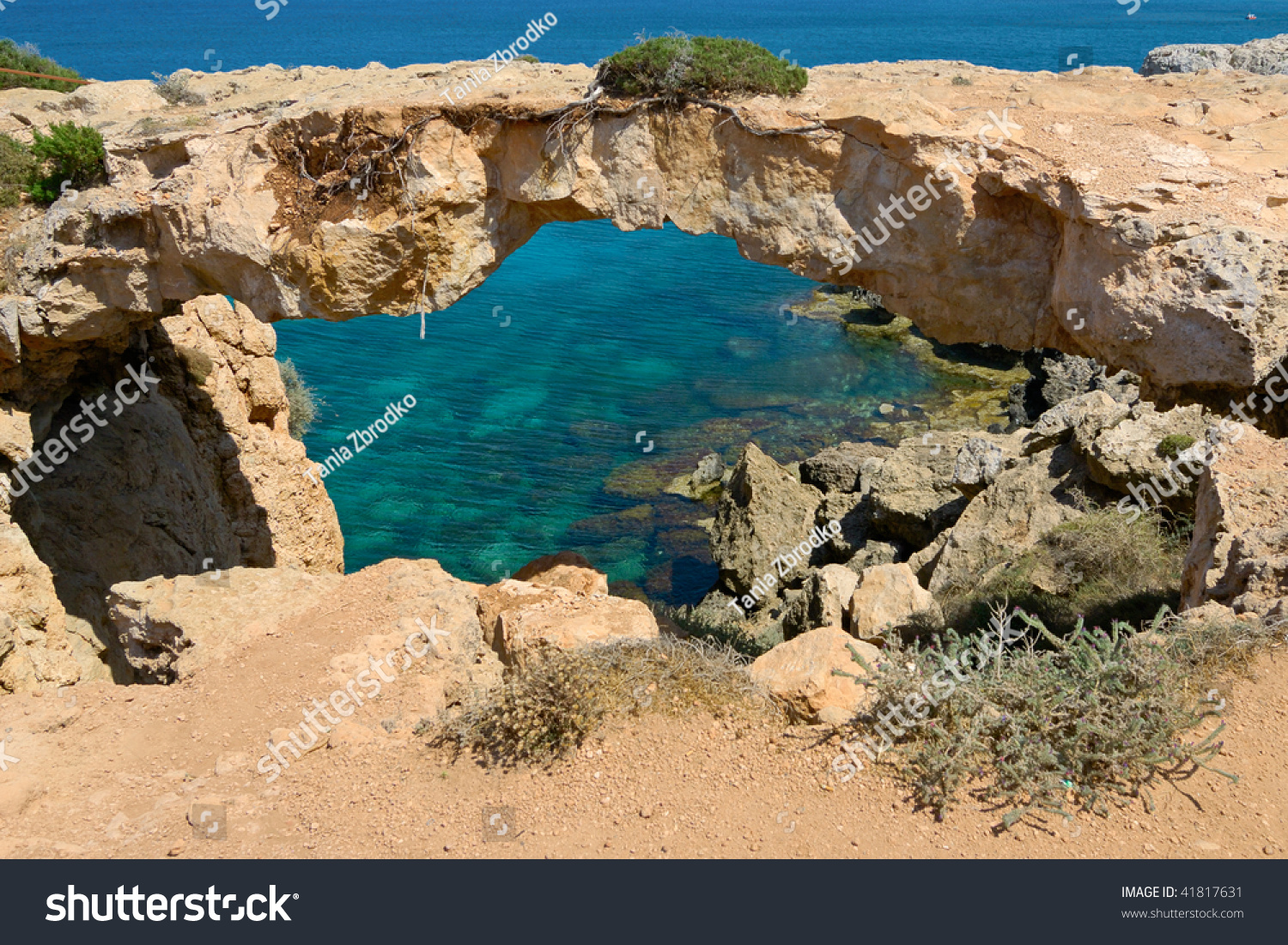 Natural Rock Formation Mediterranean Sea Near Cape Greco, Northern ...