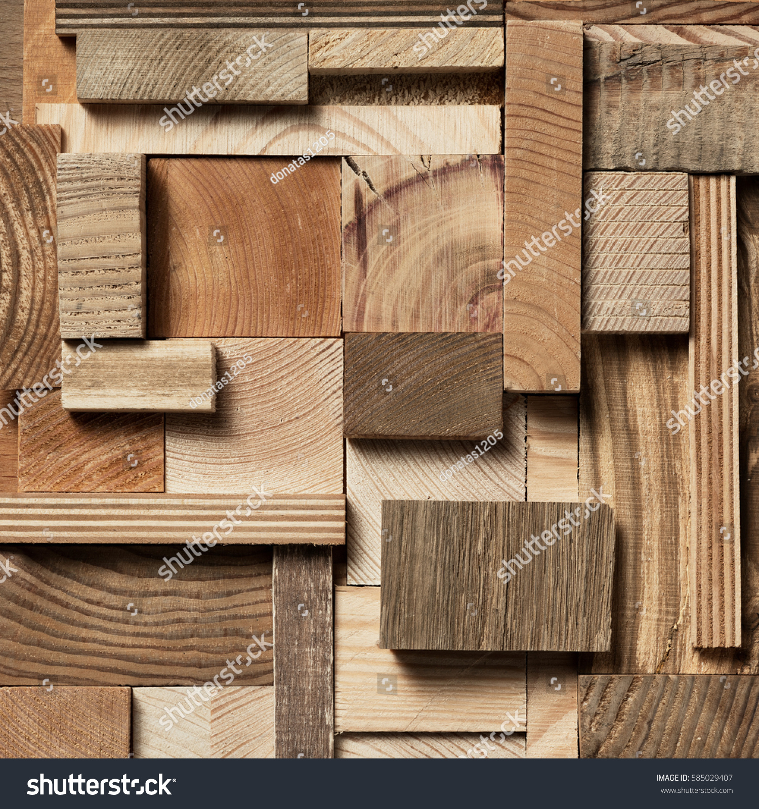 Natural Wooden Blocks Collage Background Used Stock Royalty