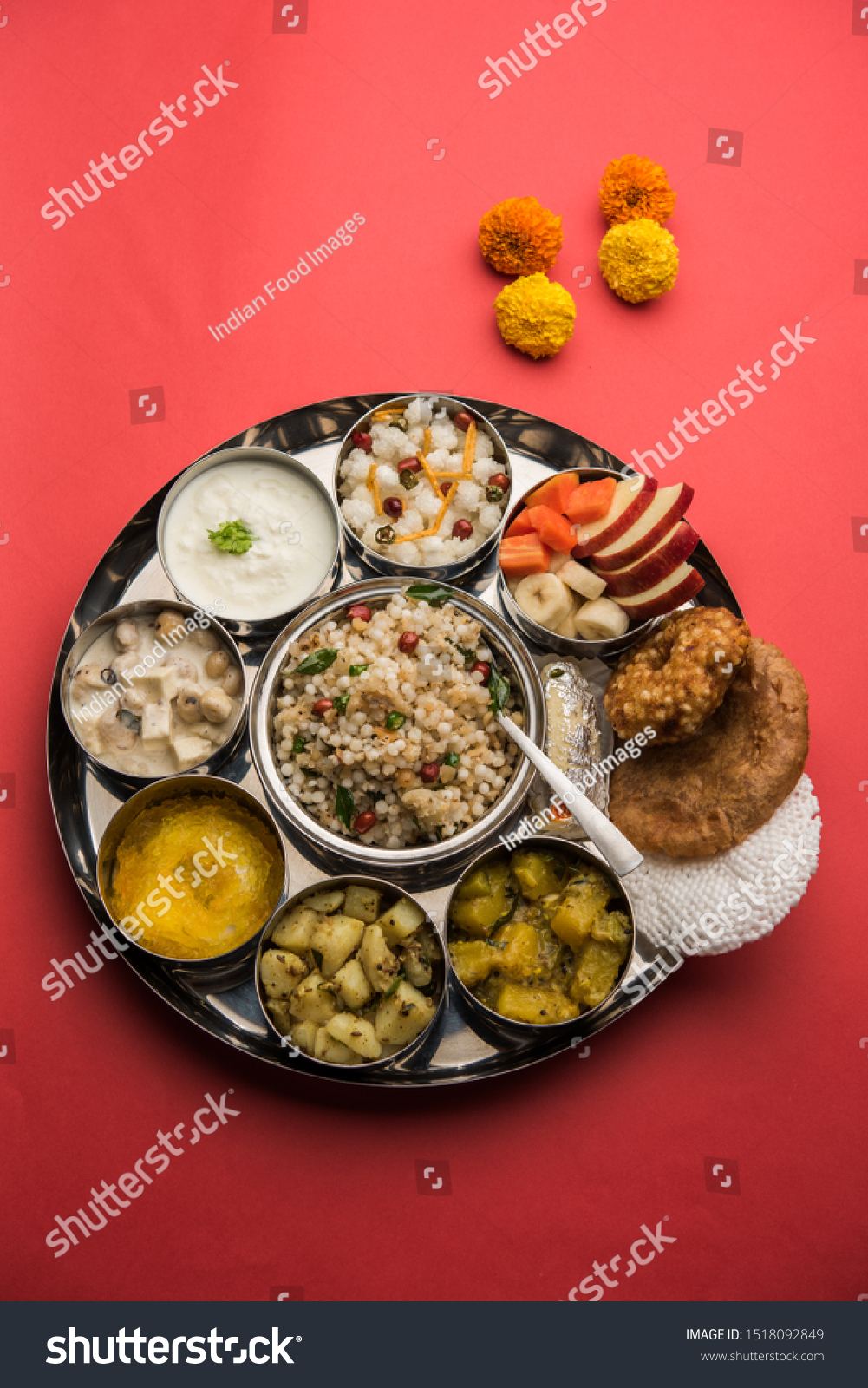 Navratri Upwas Thali Fasting Food Platter Stock Photo 1518092849