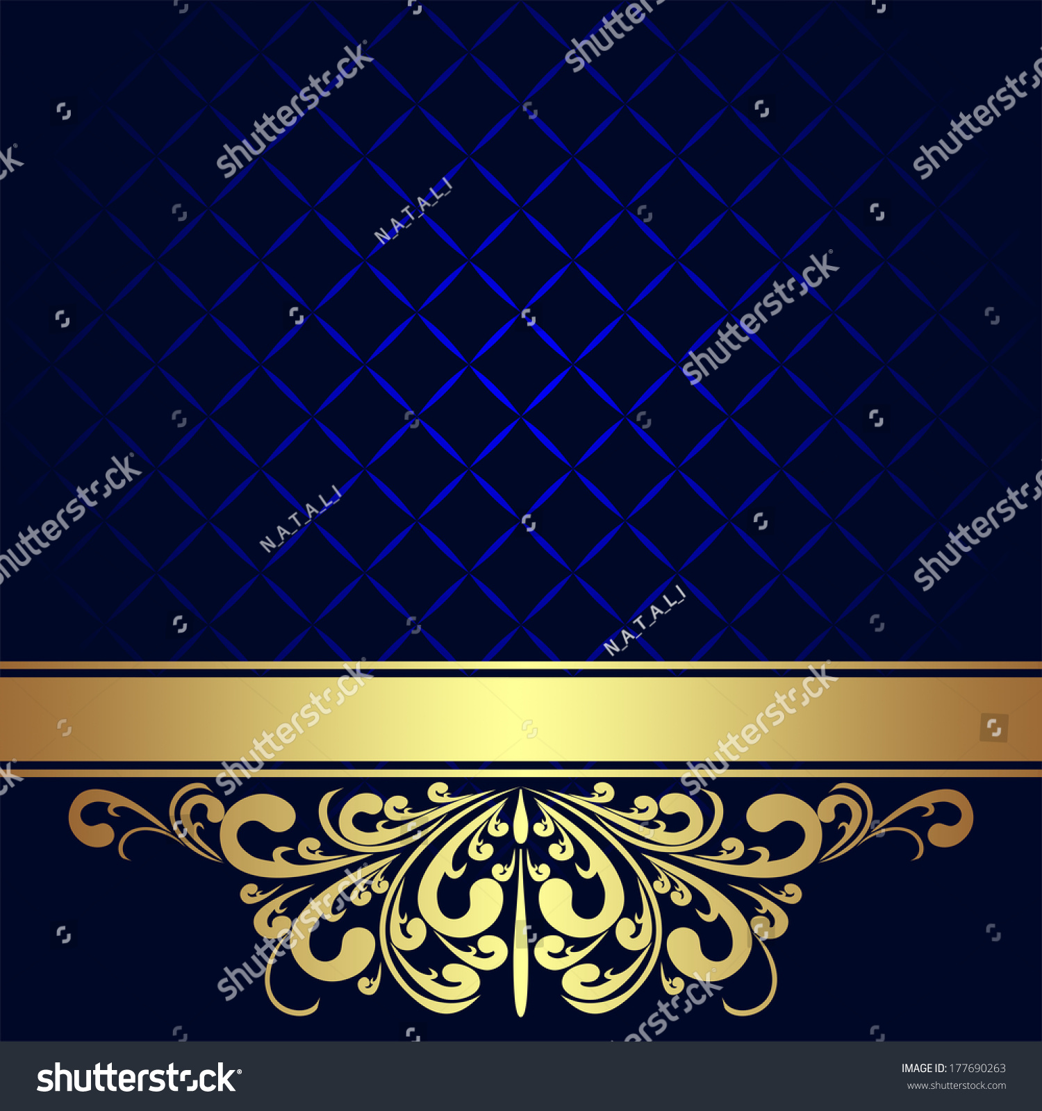 Navy Blue Background Decorated Golden Royal Stock Illustration 177690263