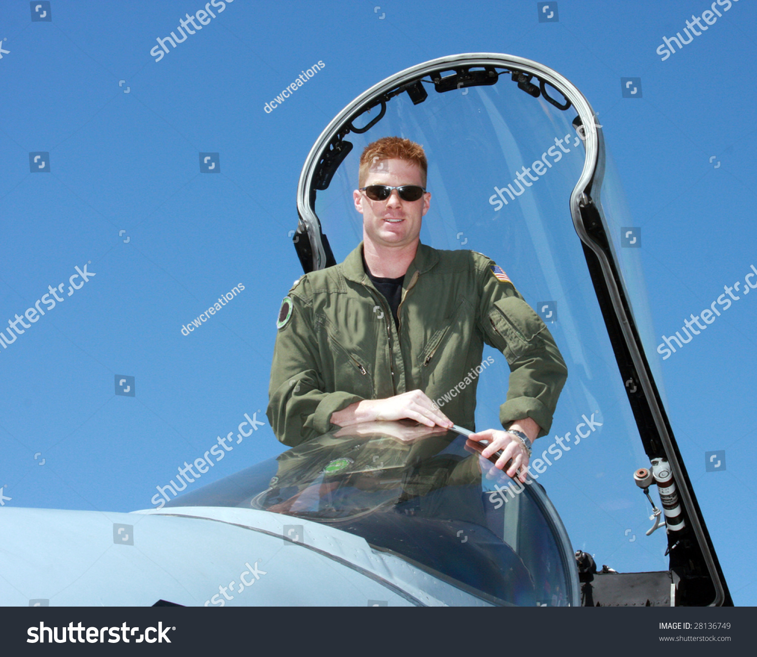 Navy Pilot Standing In The Cockpit Of A F-18 Fighter Jet Stock Photo ...