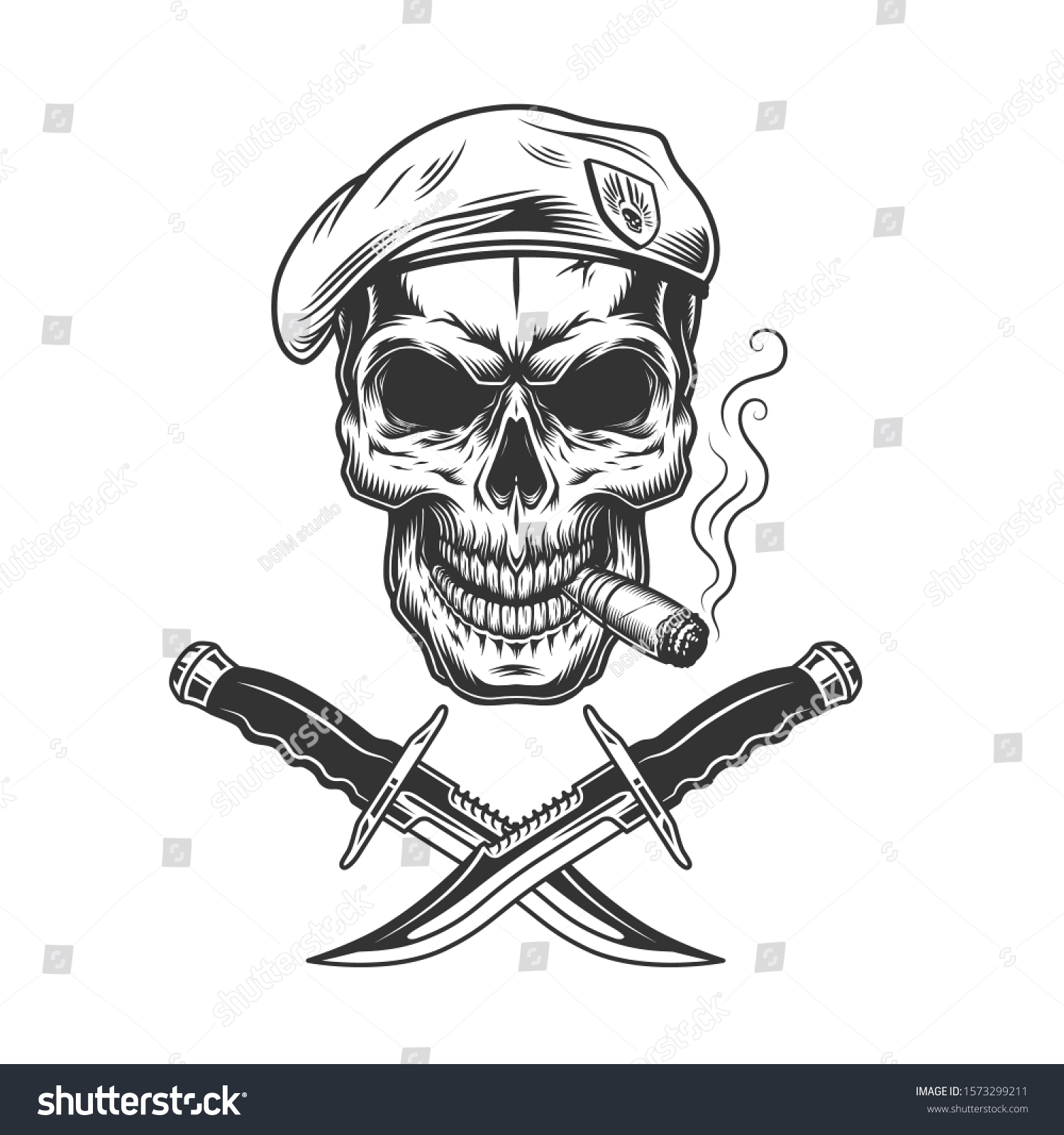 Navy Seal Skull Smoking Cigar Wearing Stock Illustration 1573299211