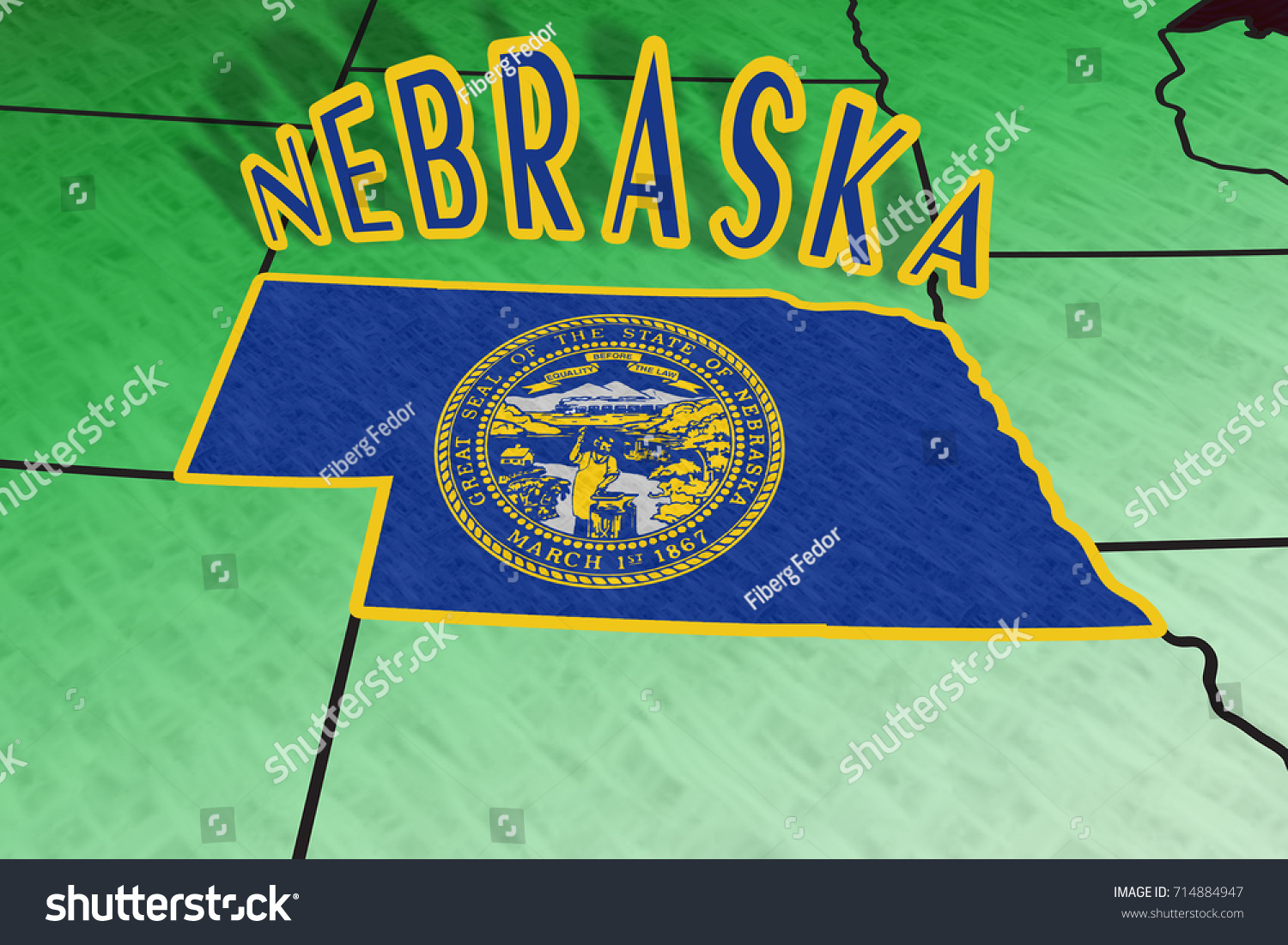 Nebraska State Illustration Perspective Usa Map 스톡 일러스트 714884947 ...