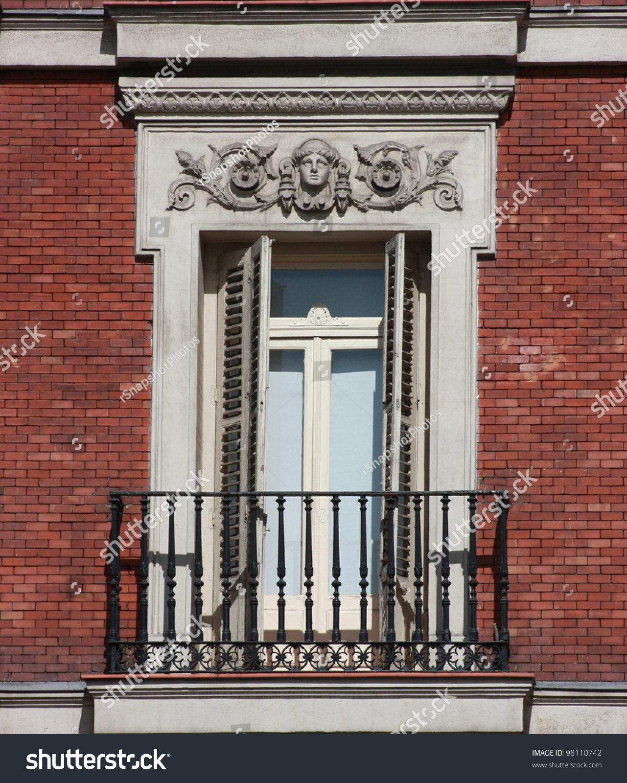 Brick Apartment Building Window neo classical gothic style window balcony stock photo 98110742 Brick Apartment Building Window neo classical gothic style window balcony stock photo 98110742