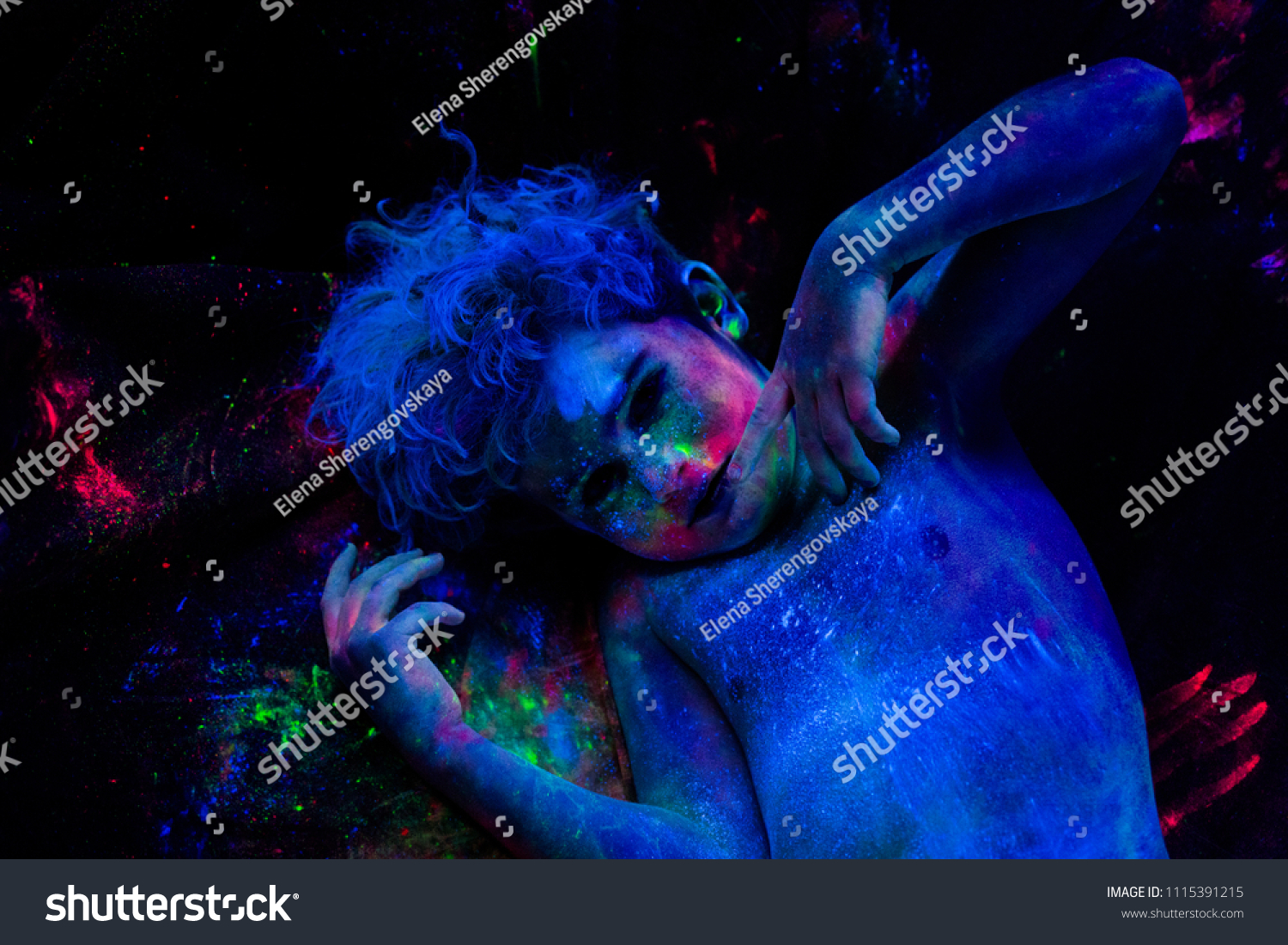 neon boy neon colors on face stock photo edit now 1115391215