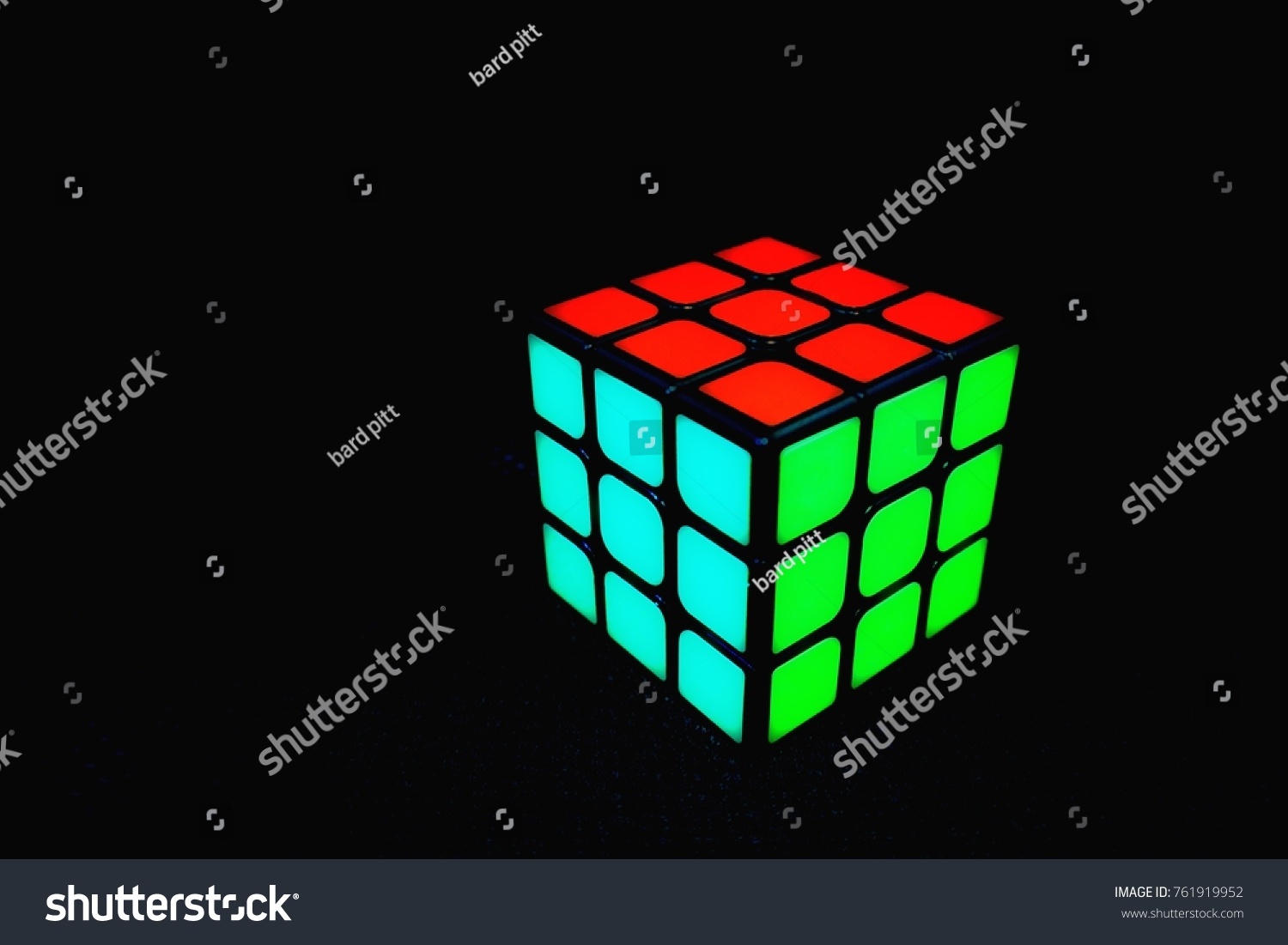 Neon Glow Rubik Cube Dark Background Stock Photo Edit Now 761919952