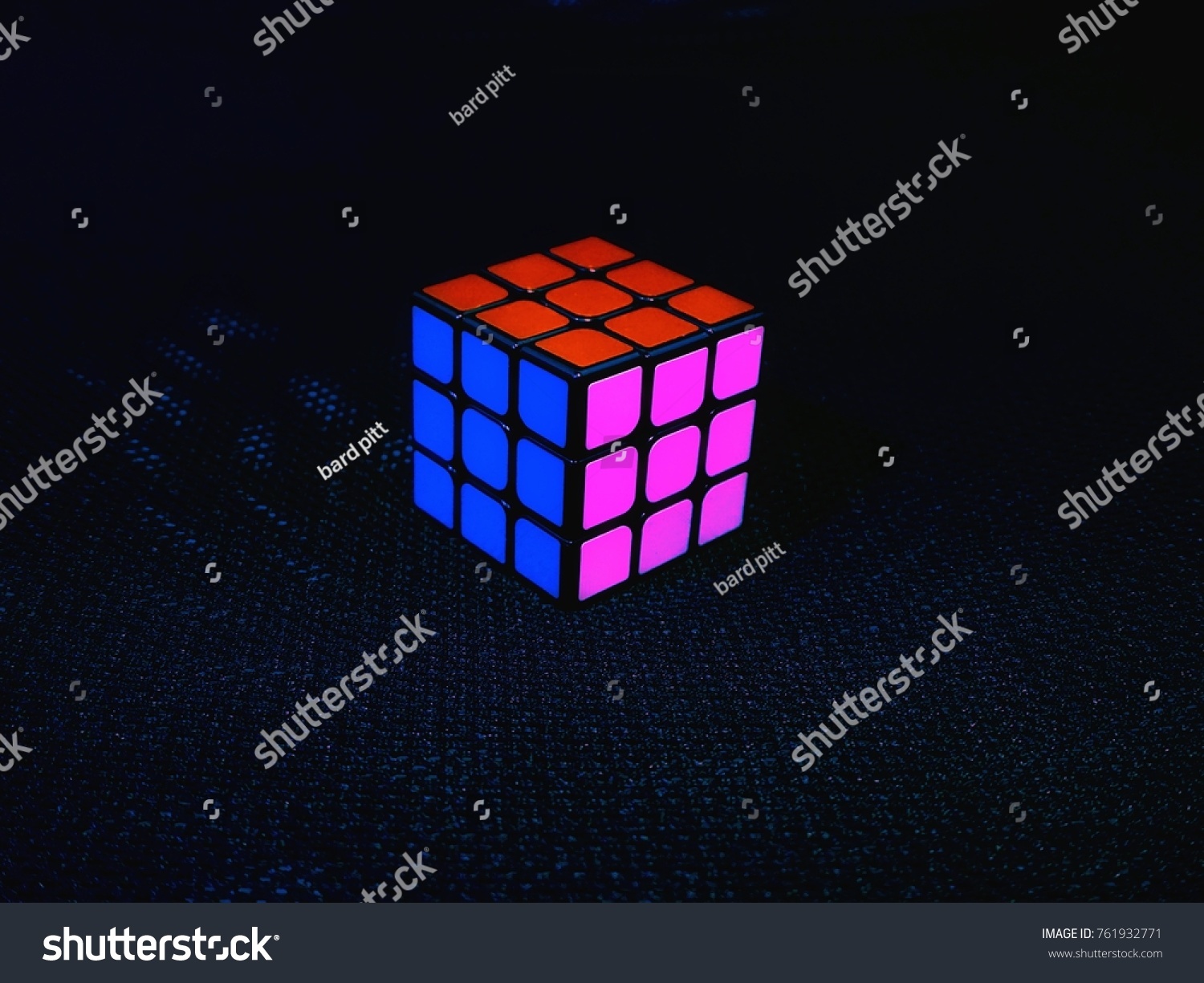 Neon Glow Rubik Cube Dark Background Stock Photo Edit Now 761932771