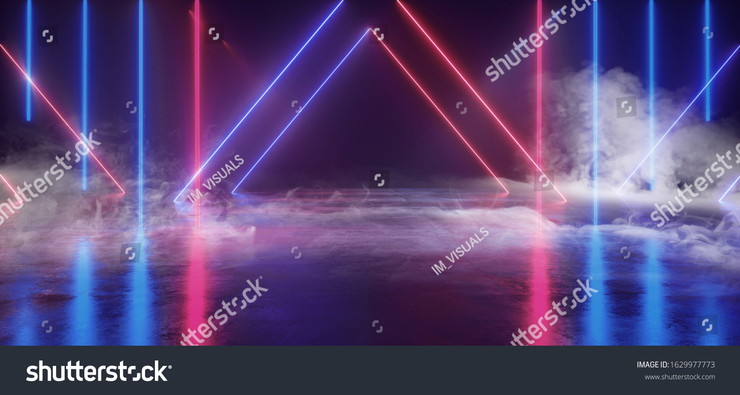 Neon Spotlights Smoke Fog Glowing Purple Stock Illustration 1629977773 ...